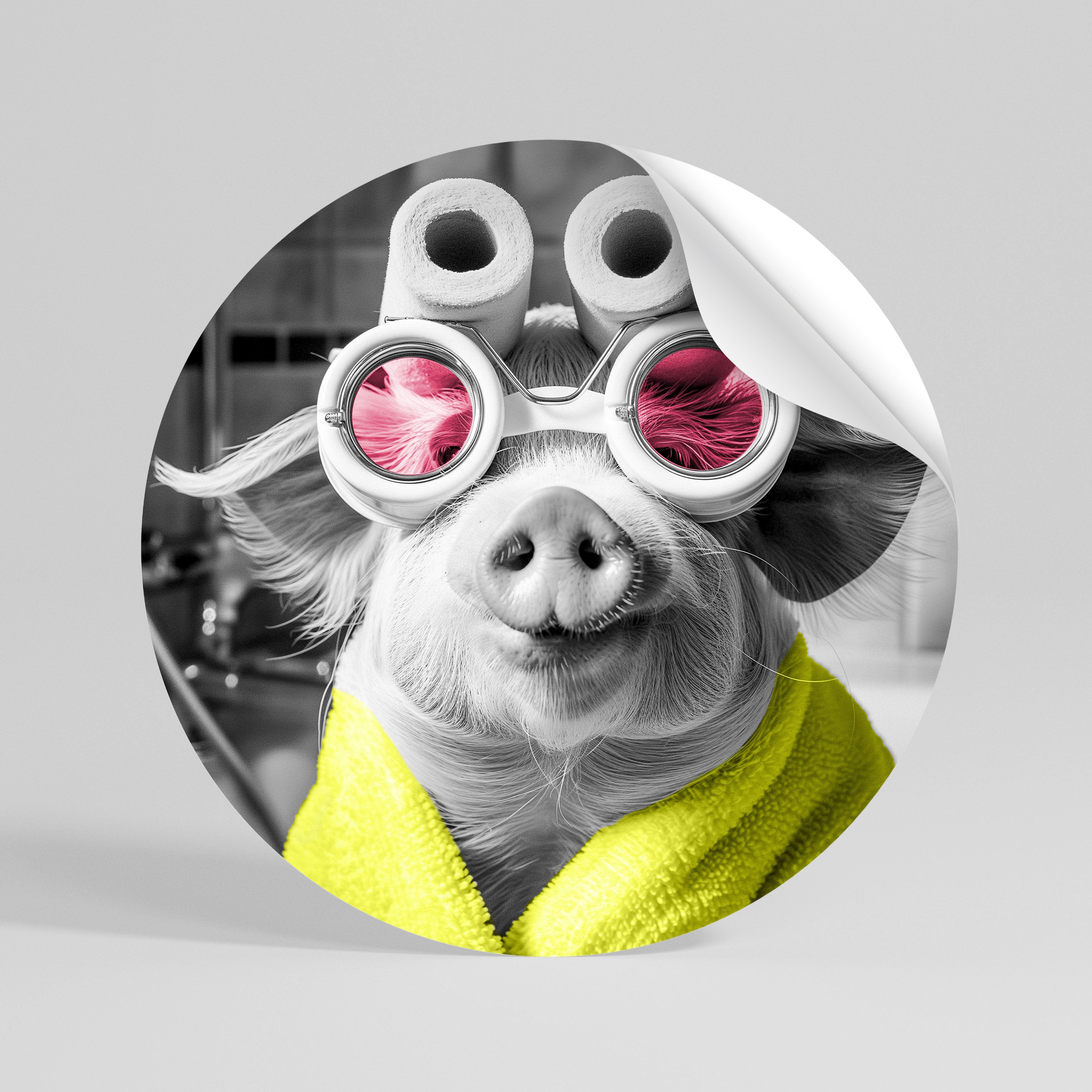 MORNING PIGLET Autocolante Redondo Removível