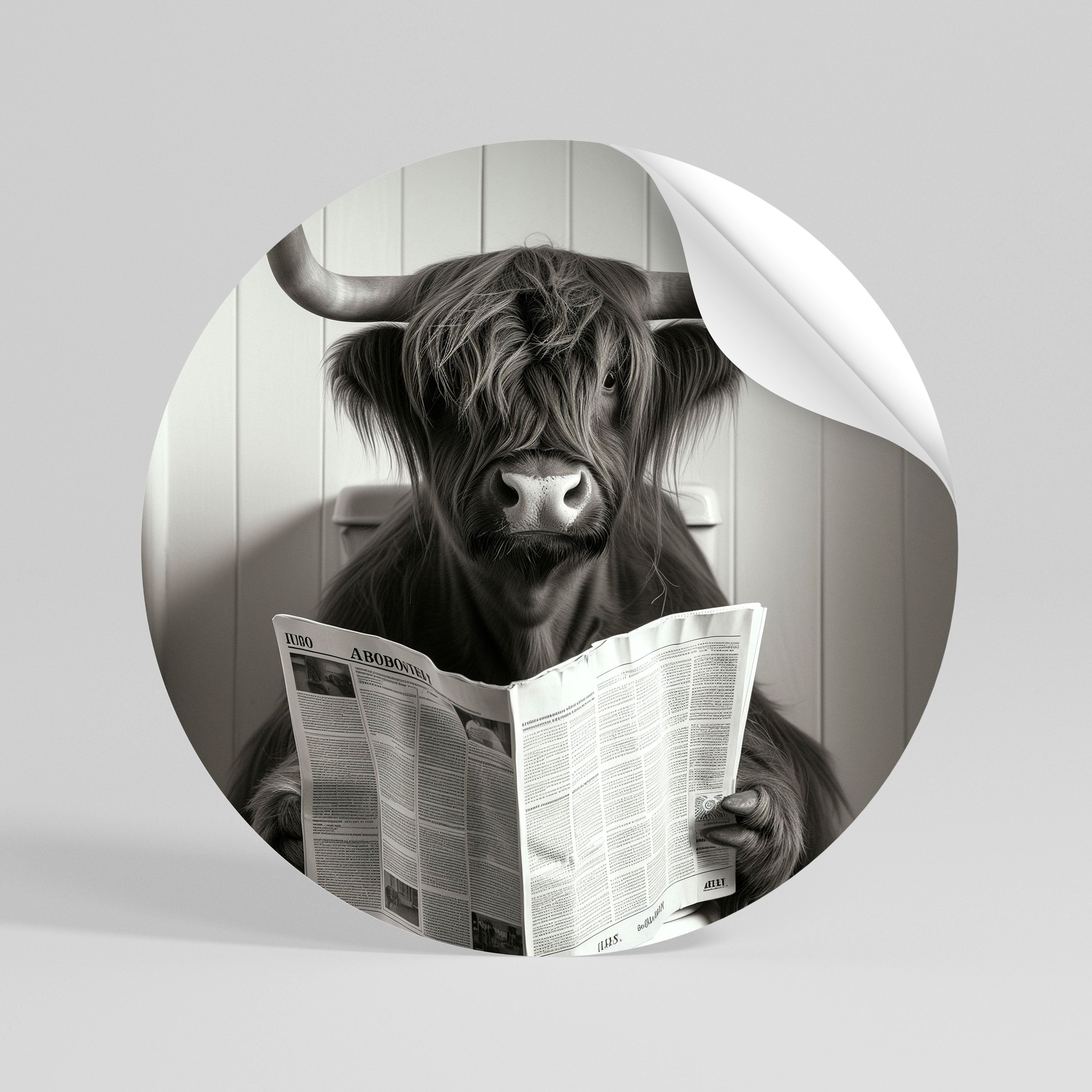 MOO-DY NEWS BREAK Autocolante Redondo Removível