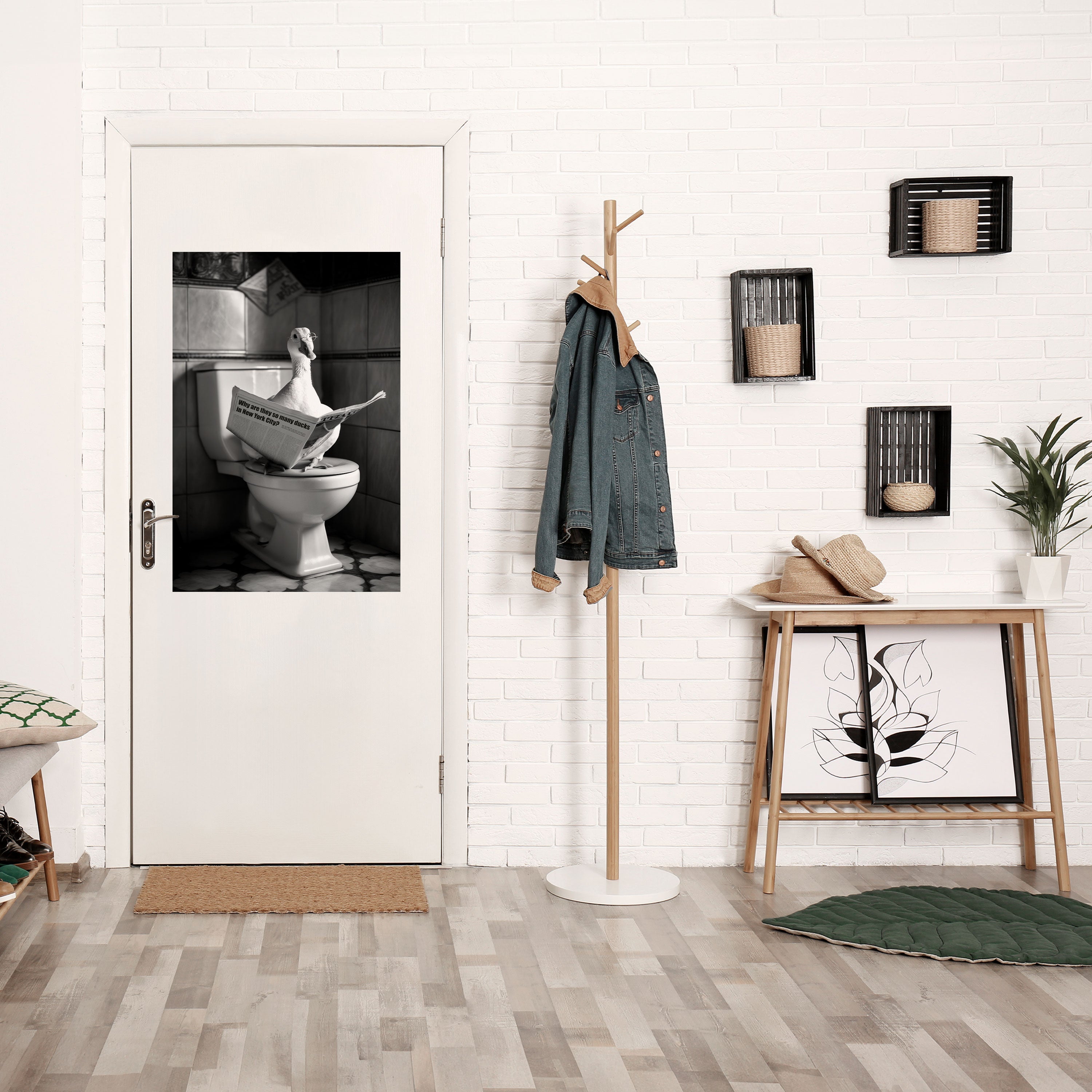 DUCKS IN THE CITY Peel and Stick Vertical Poster