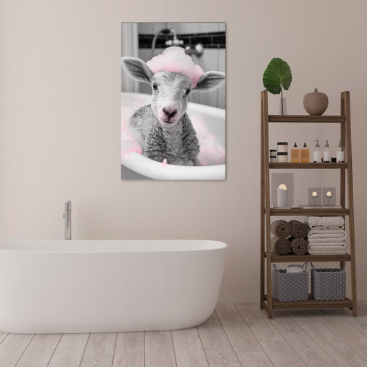 PINK CLOUD BATH TIME Vertical Canvas Print