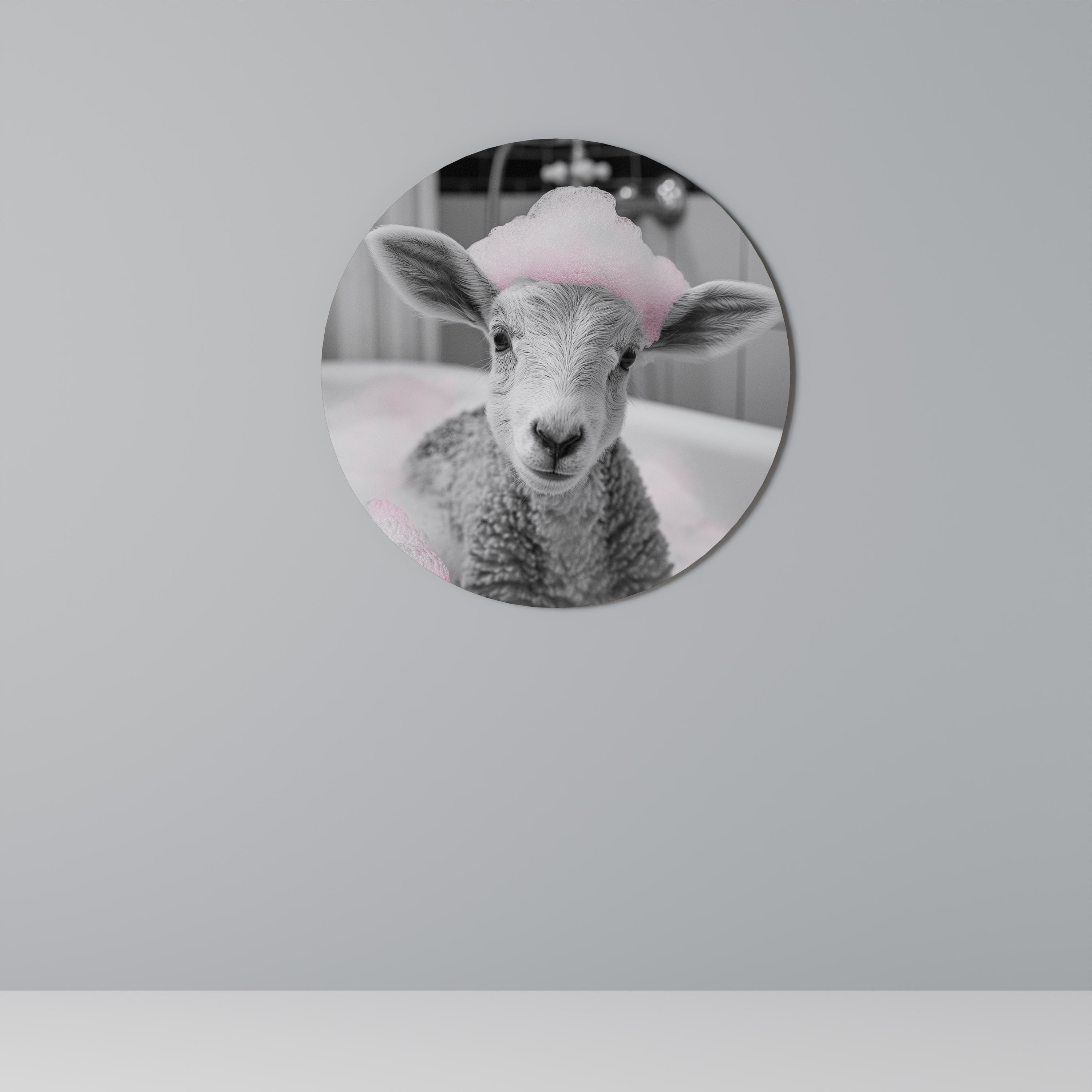 PINK CLOUD BATH TIME Quadro Redondo Decorativo