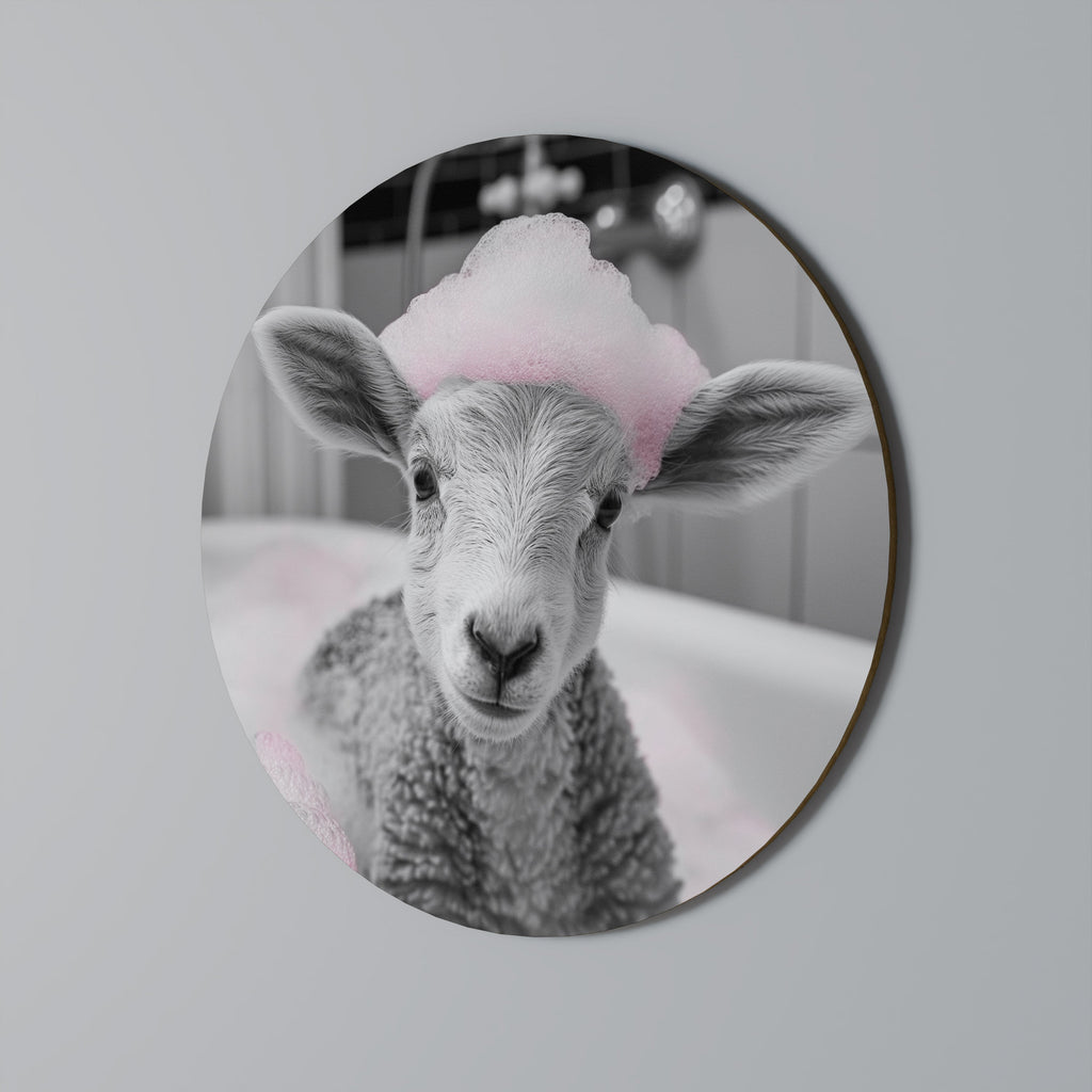 PINK CLOUD BATH TIME Quadro Redondo Decorativo