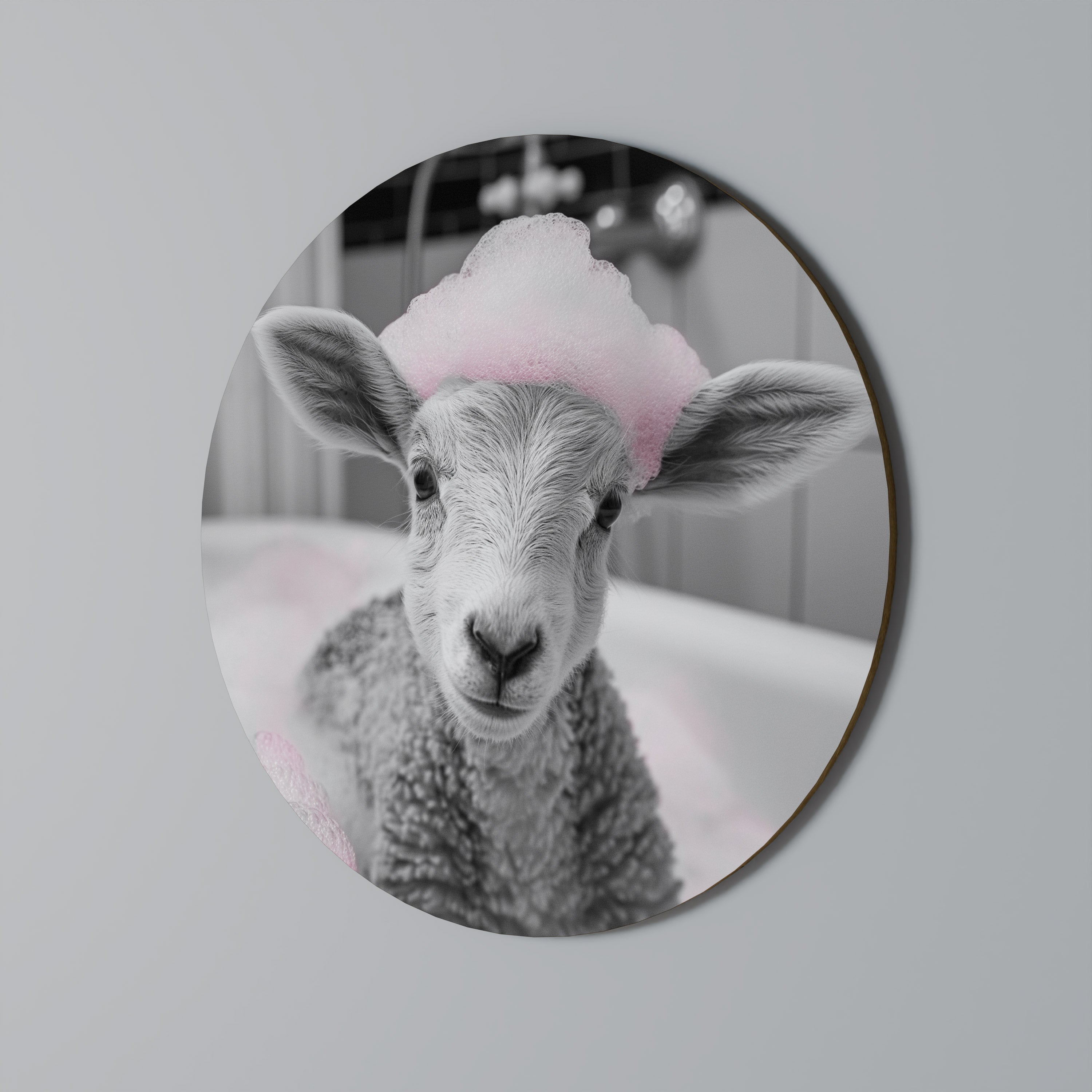 PINK CLOUD BATH TIME Quadro Redondo Decorativo