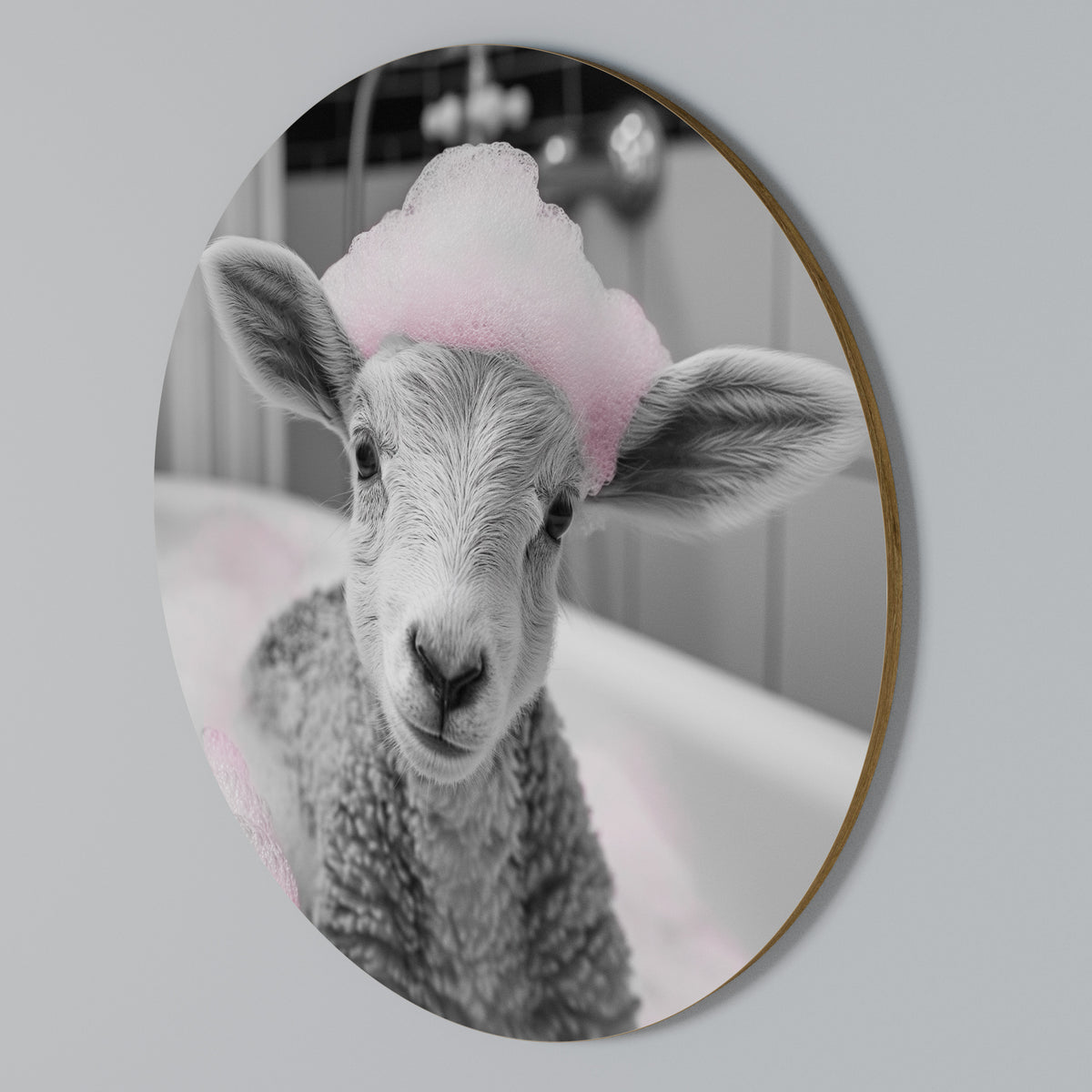 PINK CLOUD BATH TIME Arte de Parede Redonda