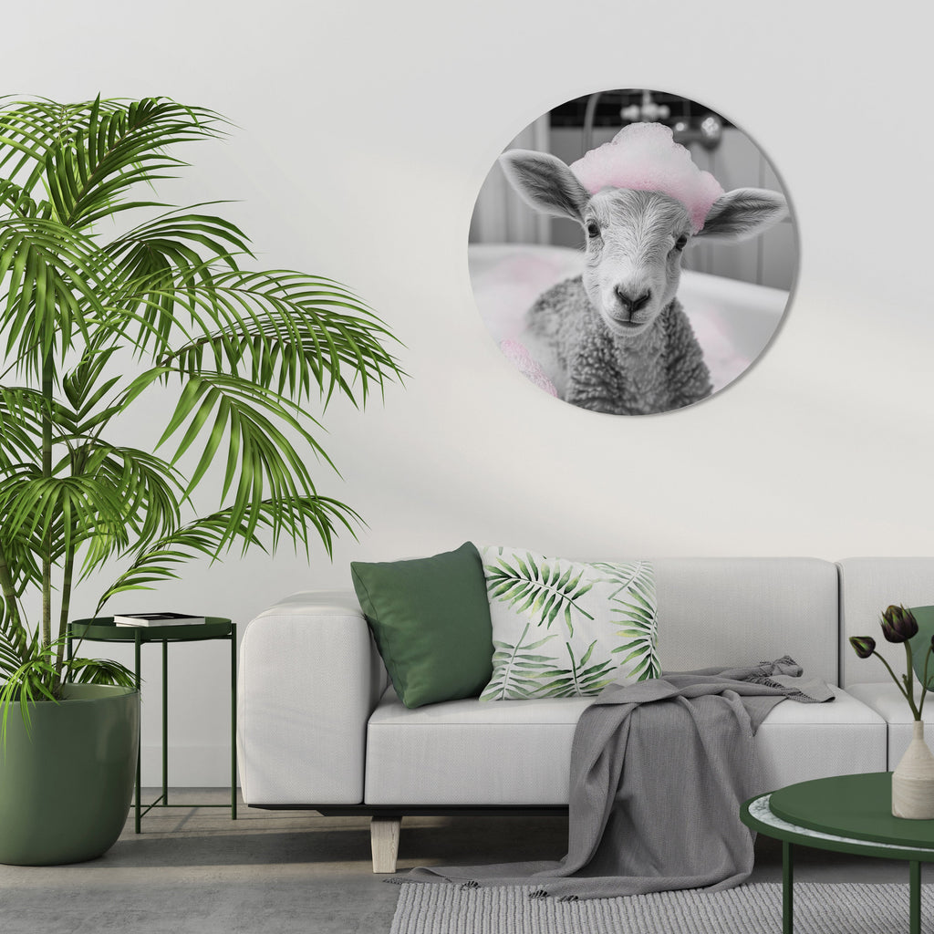 PINK CLOUD BATH TIME Quadro Redondo Decorativo