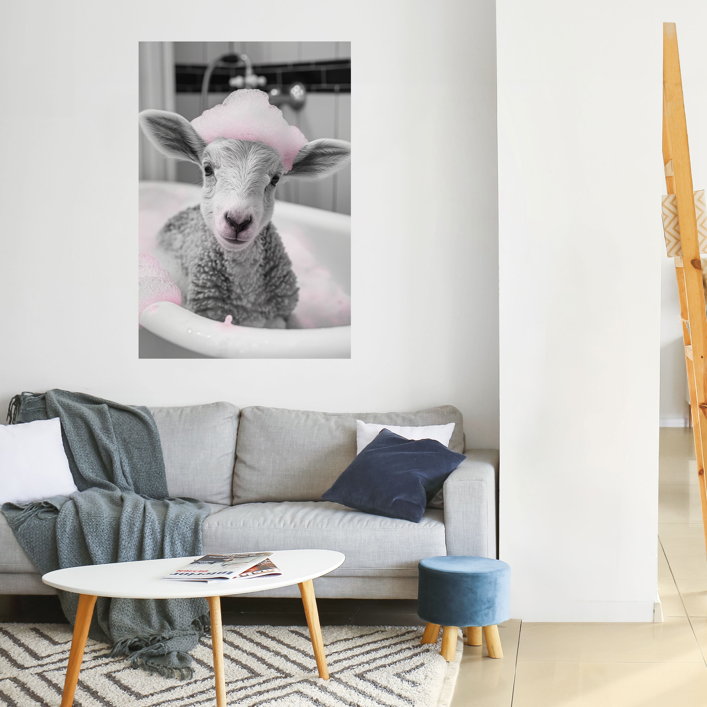 PINK CLOUD BATH TIME Poster Vertical Autocolante