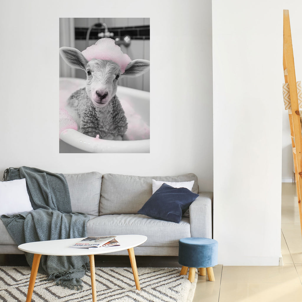 PINK CLOUD BATH TIME Poster Vertical Autocolante