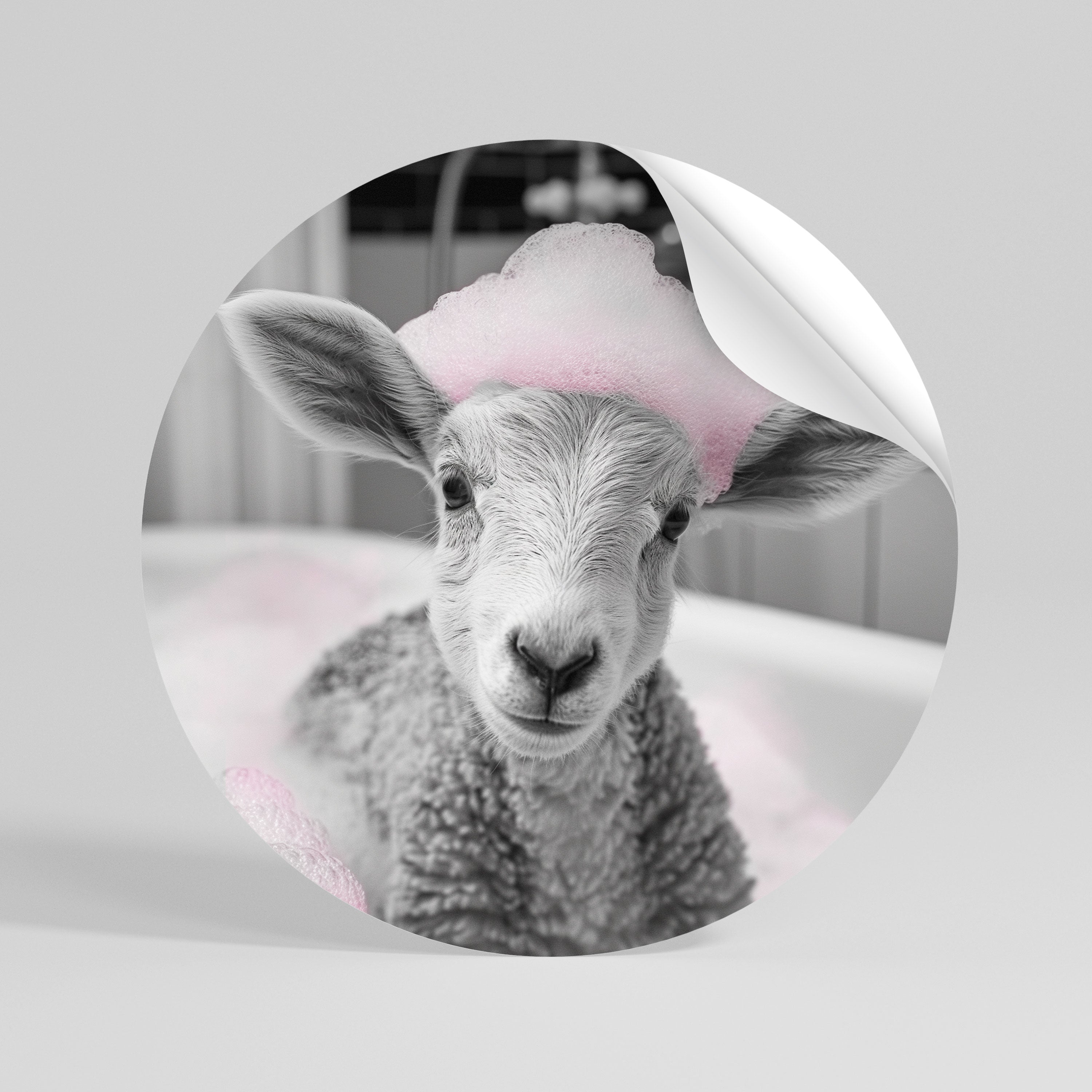 PINK CLOUD BATH TIME Autocolante Redondo Removível