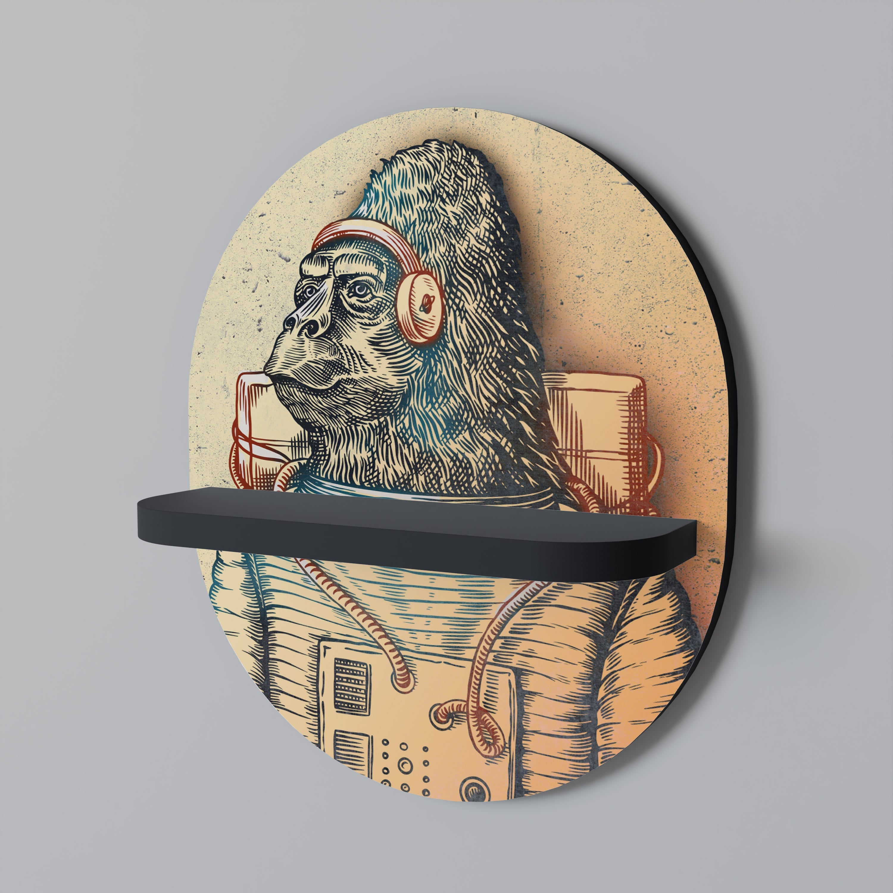 GORILLA GROOVE Prateleira Oval Decorativa em Acabamento Preto