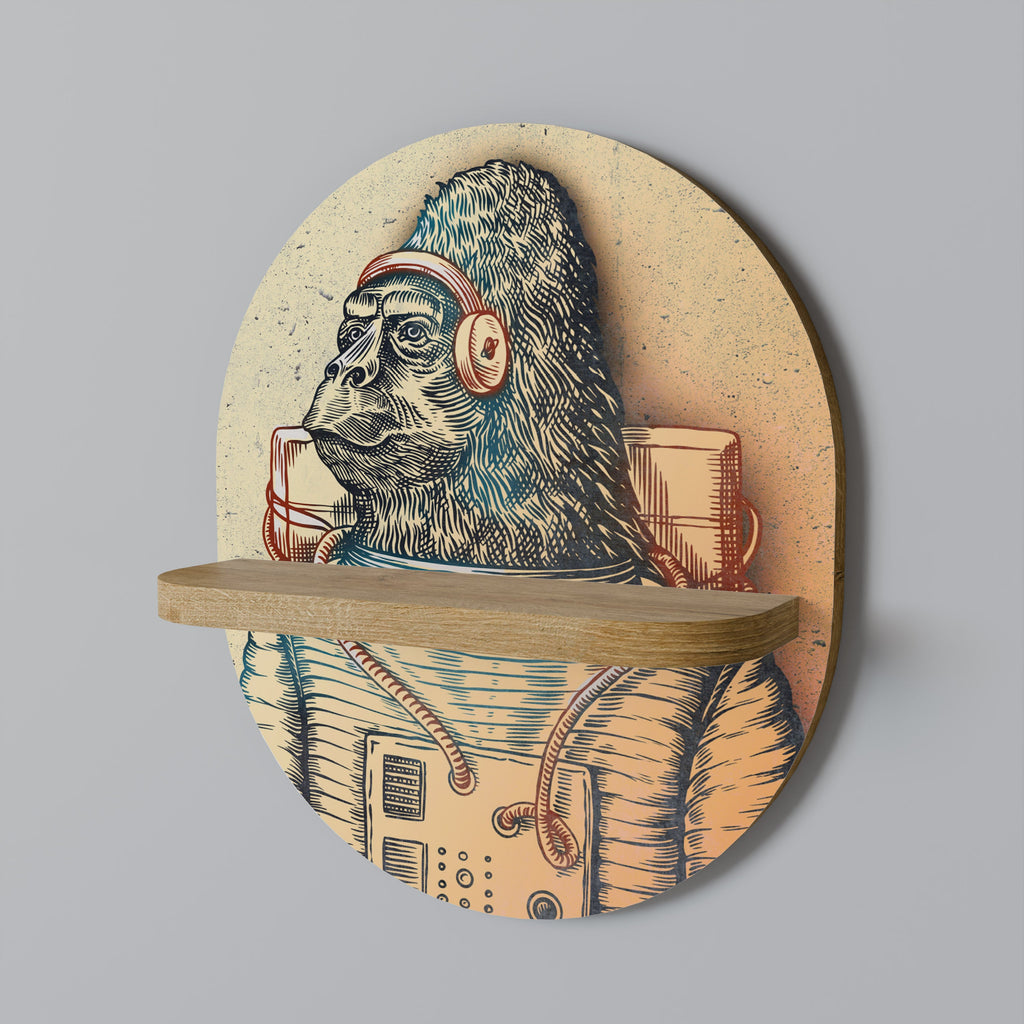 GORILLA GROOVE Prateleira Oval Decorativa em Efeito Carvalho