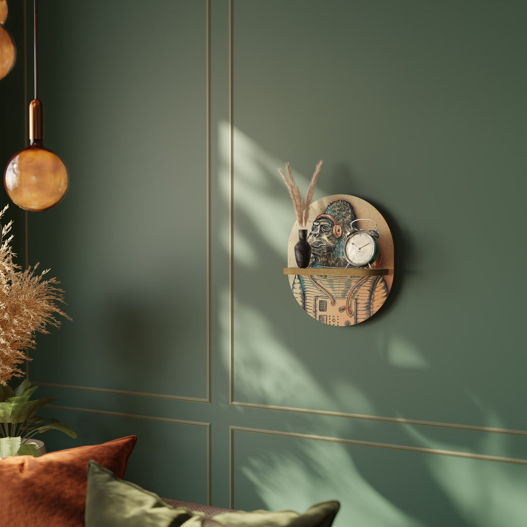 GORILLA GROOVE Prateleira Oval Decorativa em Efeito Carvalho