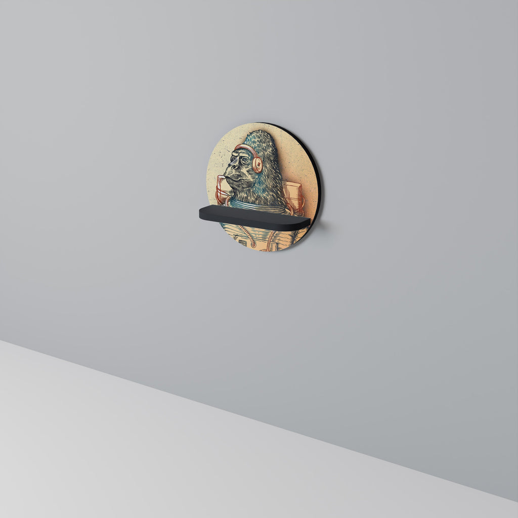 GORILLA GROOVE Prateleira Redonda Decorativa em Acabamento Preto