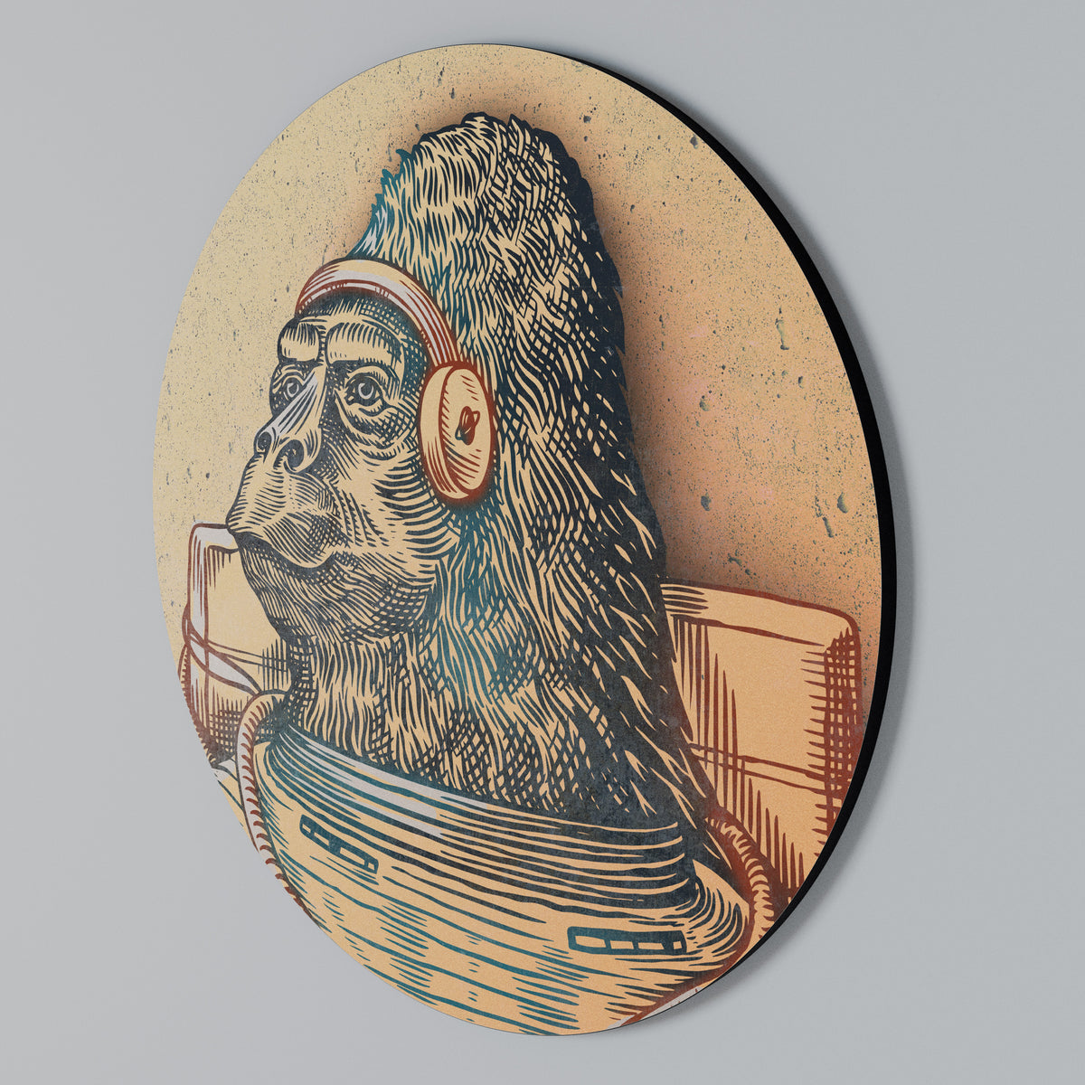 GORILLA GROOVE Arte de Parede Redonda