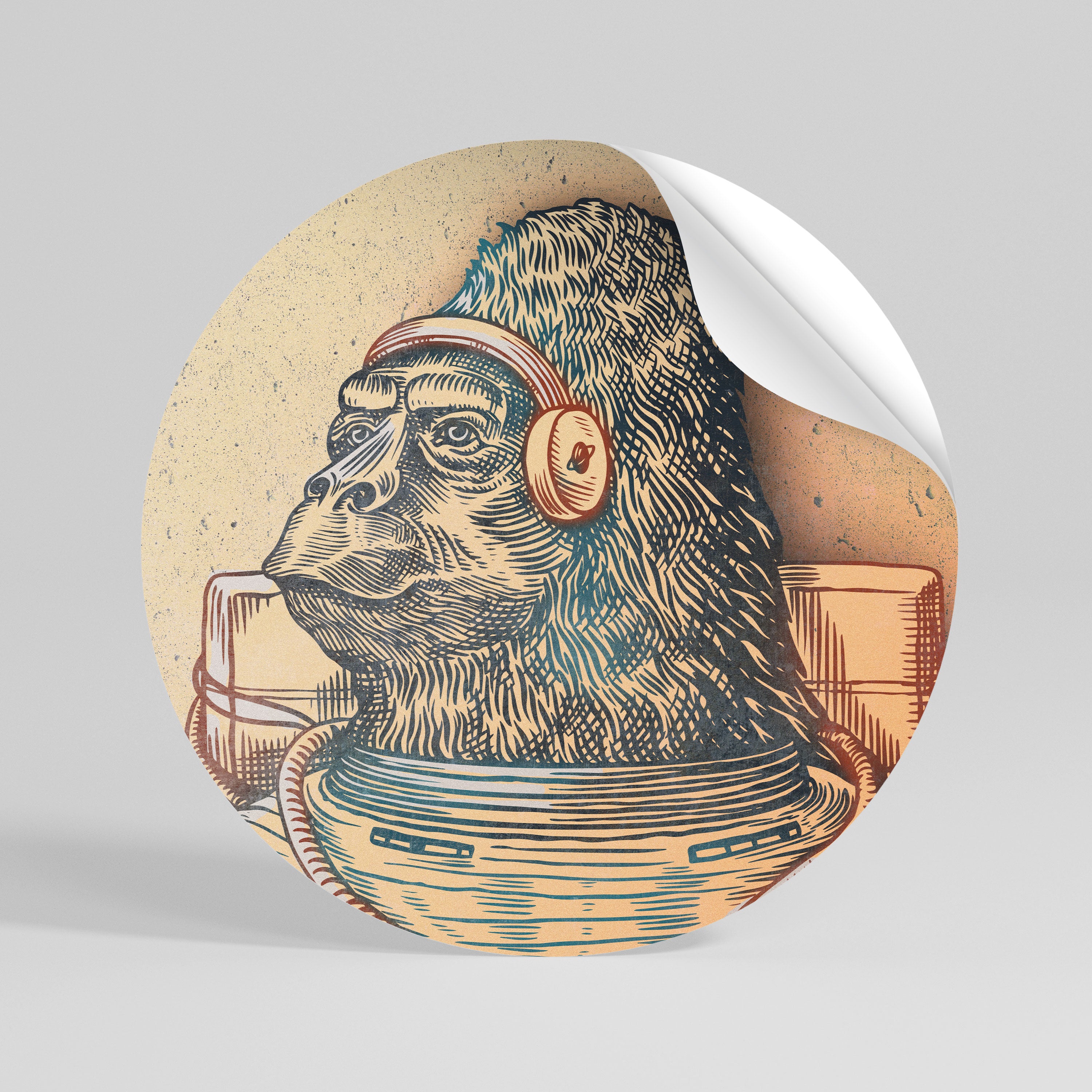 GORILLA GROOVE Autocolante Redondo Removível