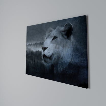LION'S HARMONY IN BLUE Horizontal Canvas Print