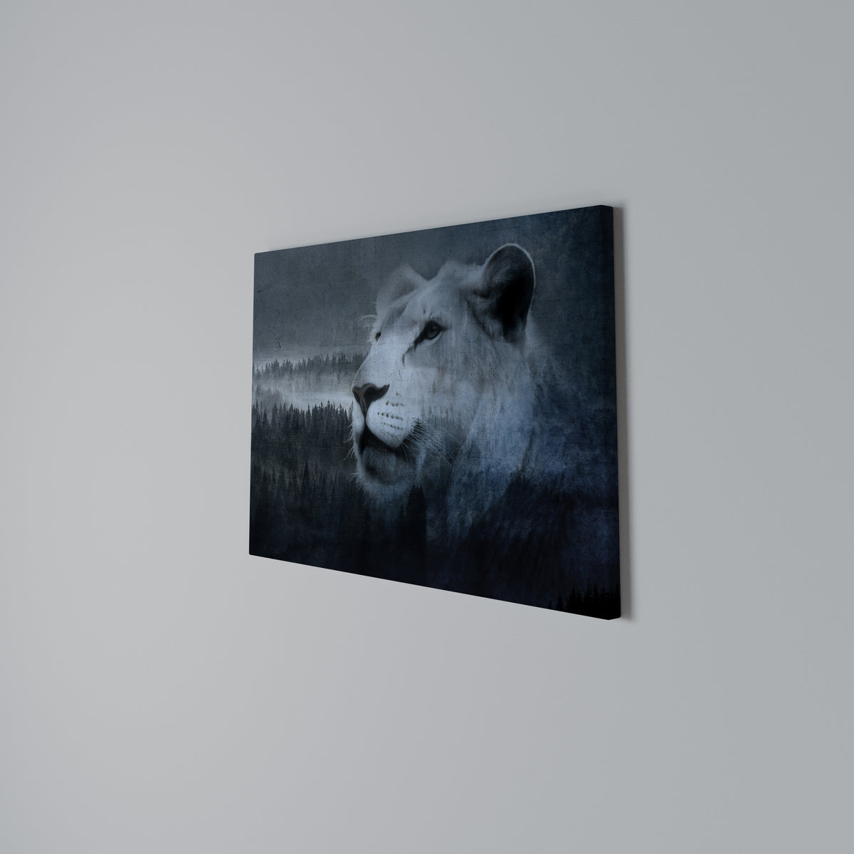 LION'S HARMONY IN BLUE Horizontal Canvas Print