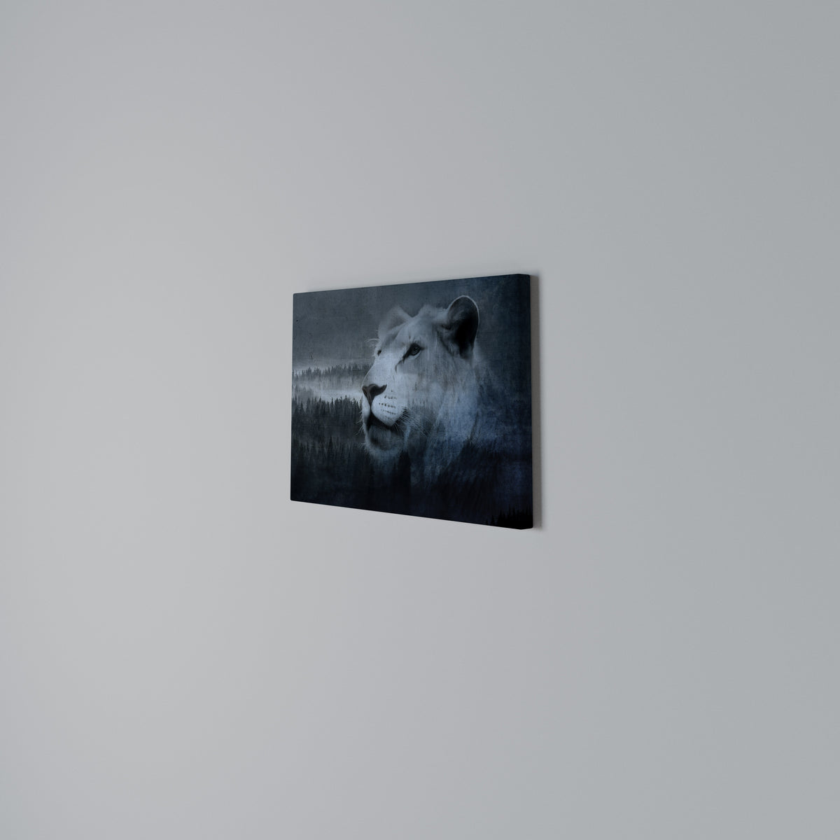 LION'S HARMONY IN BLUE Horizontal Canvas Print