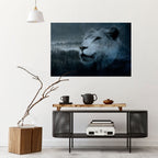 LION'S HARMONY IN BLUE Poster Horizontal Autocolante