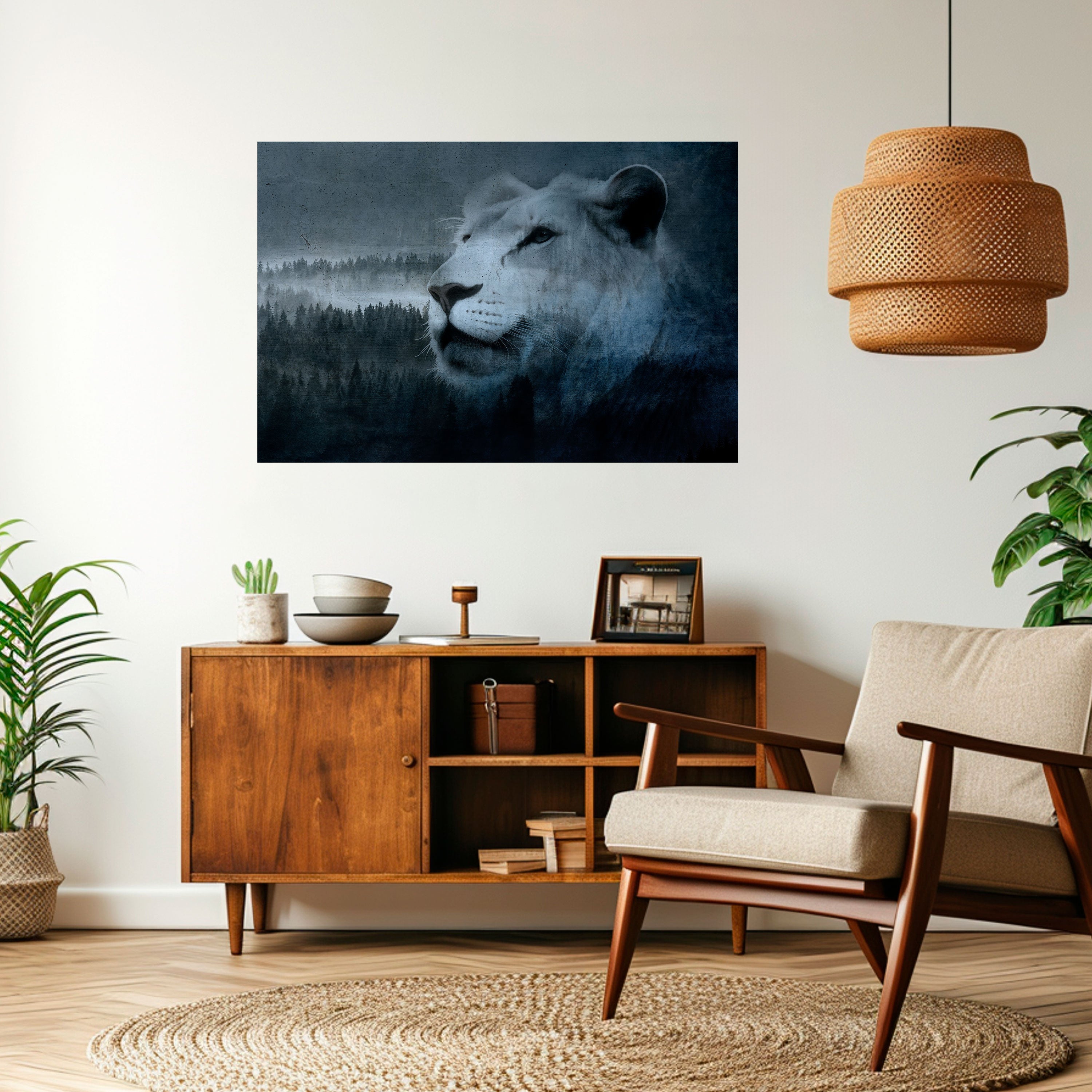 LION'S HARMONY IN BLUE Poster Horizontal Autocolante