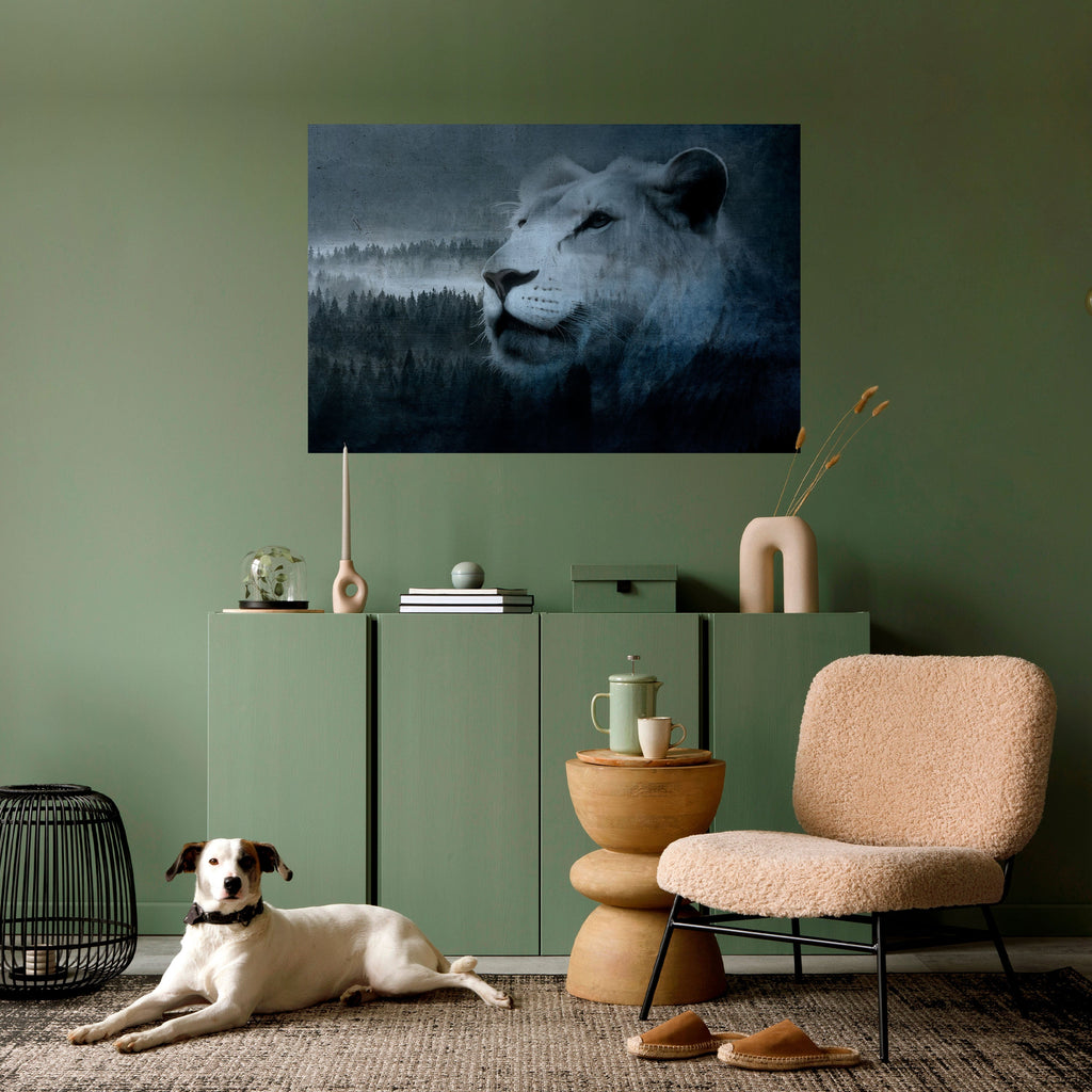 LION'S HARMONY IN BLUE Poster Horizontal Autocolante