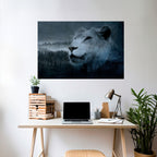 LION'S HARMONY IN BLUE Poster Horizontal Autocolante
