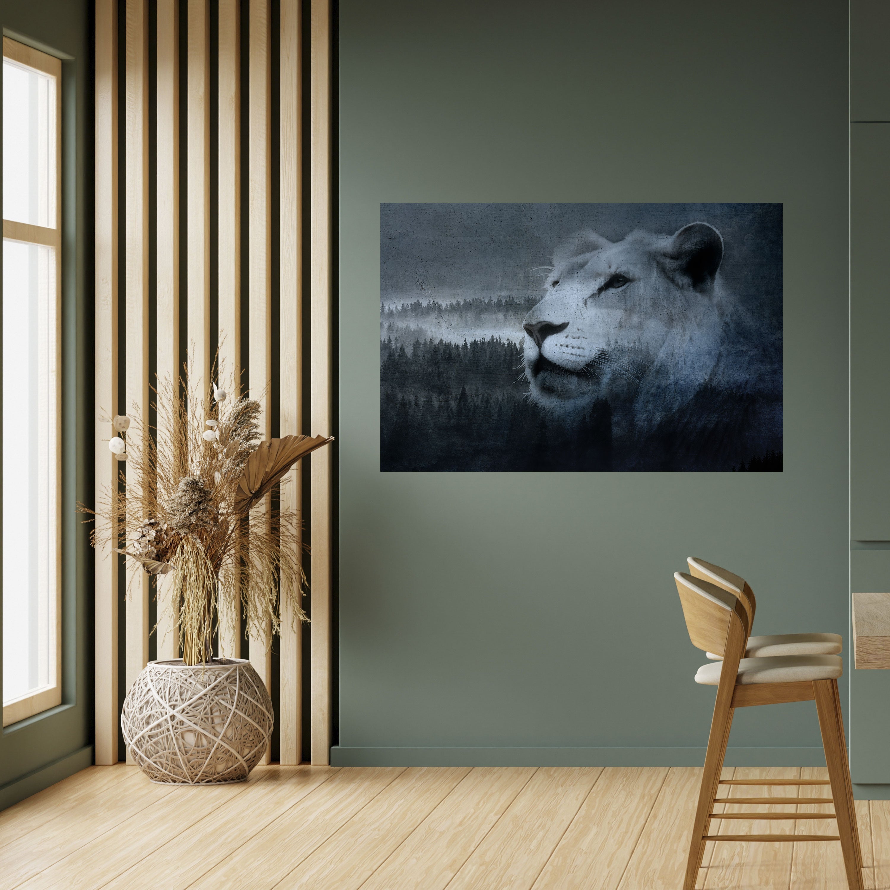 LION'S HARMONY IN BLUE Poster Horizontal Autocolante
