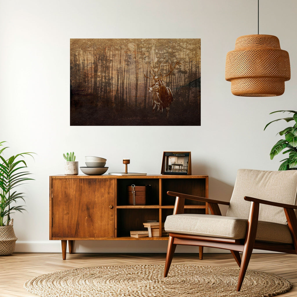 WHISPERING WOODS MYSTIQUE Peel and Stick Horizontal Poster