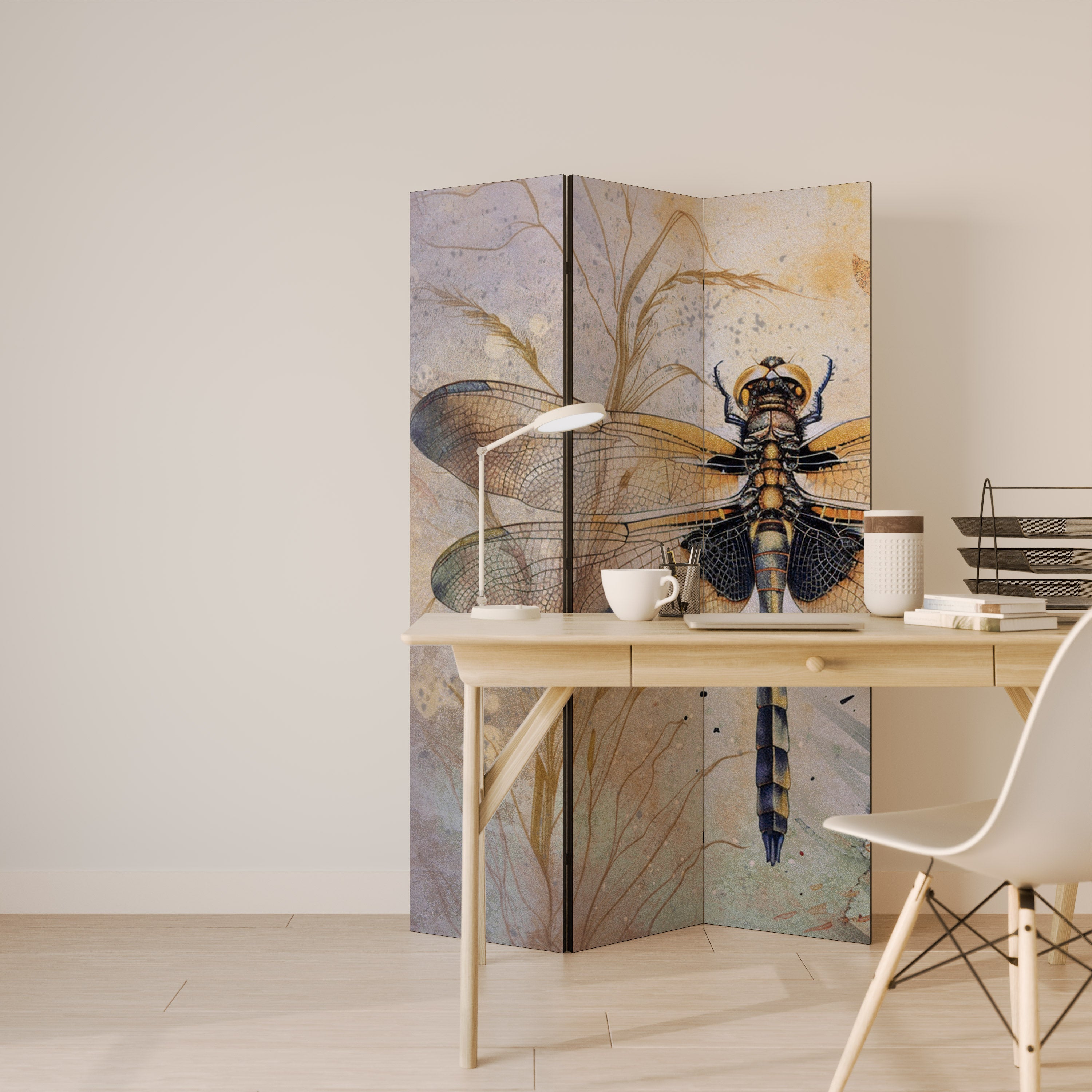 HER HIGHNESS DRAGONFLY Biombo Decorativo de 3 Painéis