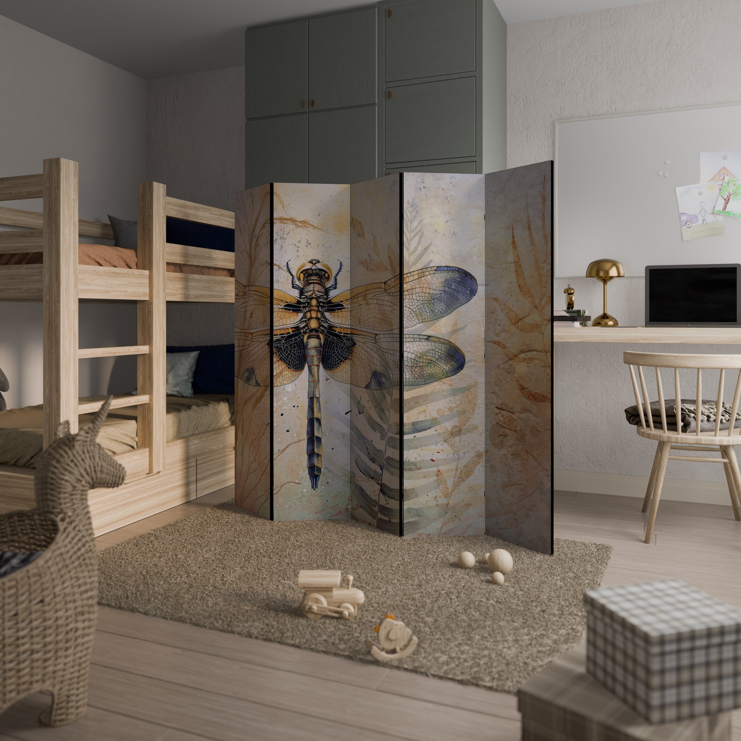 HER HIGHNESS DRAGONFLY Biombo Decorativo de 5 Painéis