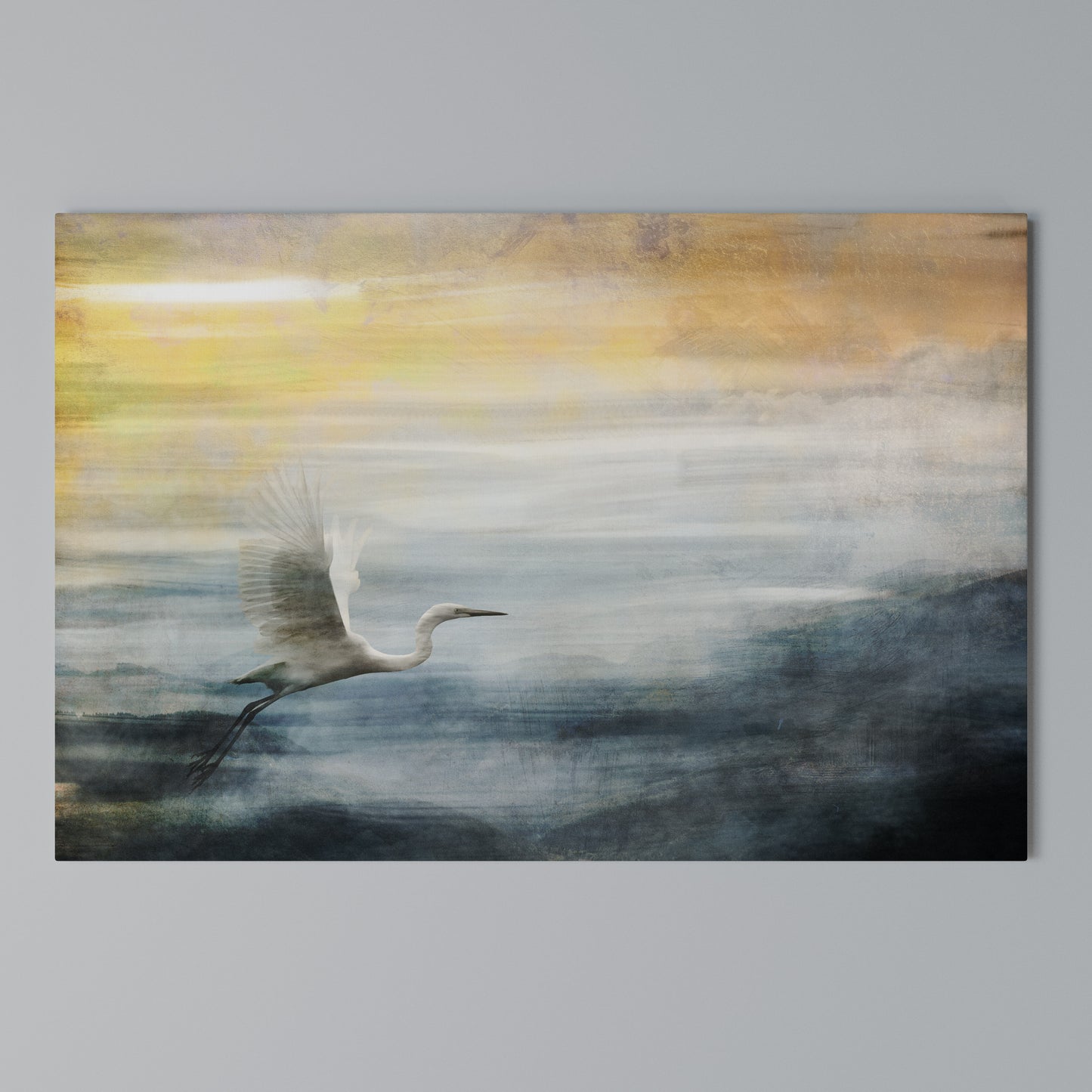 HERON IN FLY Horizontal Canvas Print