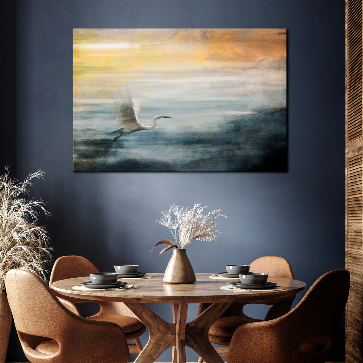 HERON IN FLY Horizontal Canvas Print