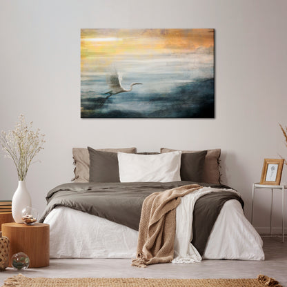 HERON IN FLY Horizontal Canvas Print