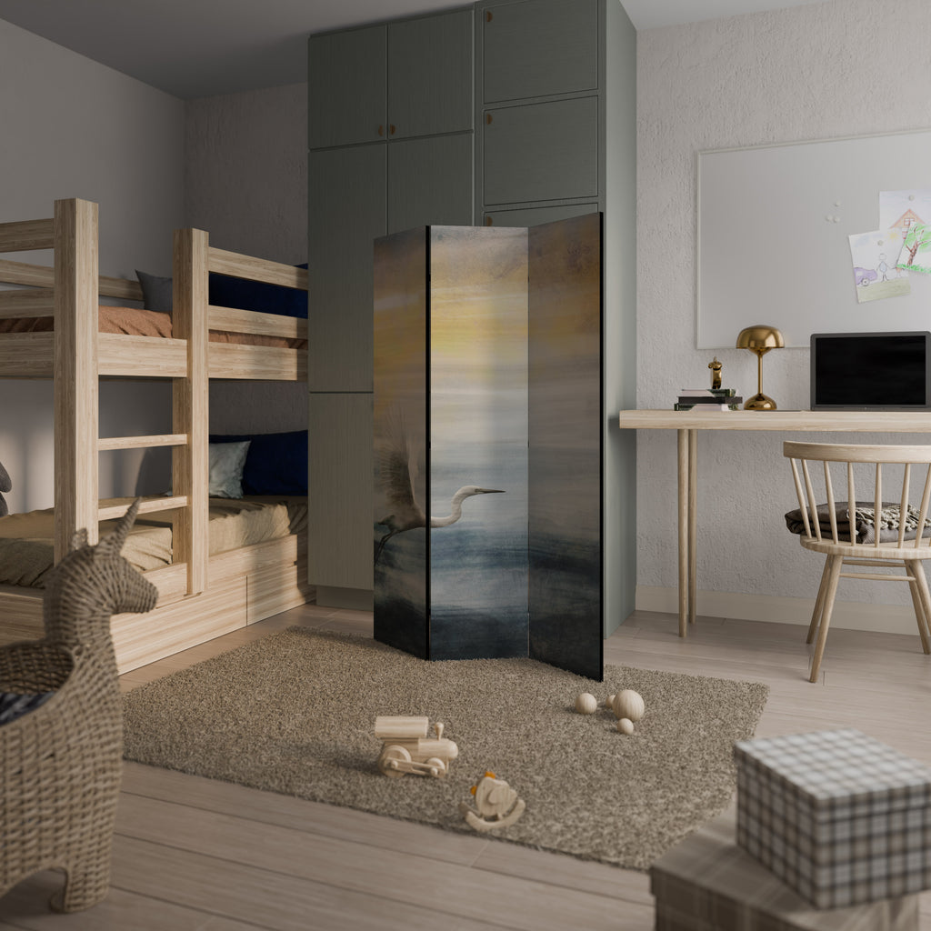 HERON IN FLY Biombo de 3 Painéis