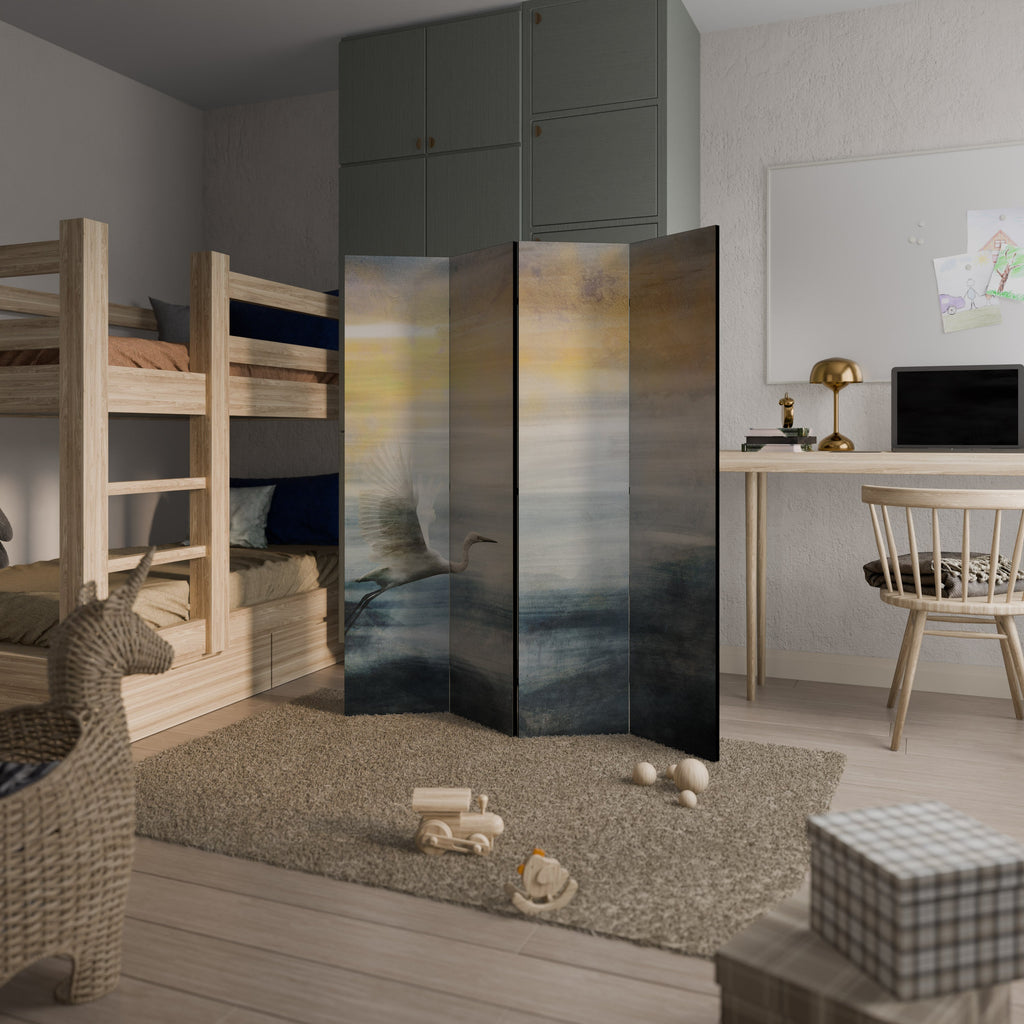 HERON IN FLY Biombo Decorativo de 4 Painéis