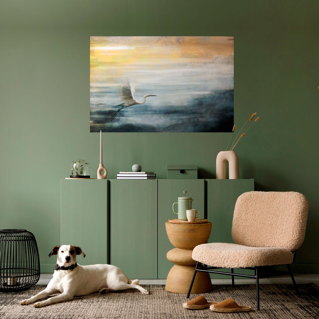 HERON IN FLY Peel and Stick Horizontal Poster