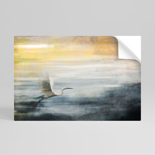 HERON IN FLY Póster Autocolante Horizontal