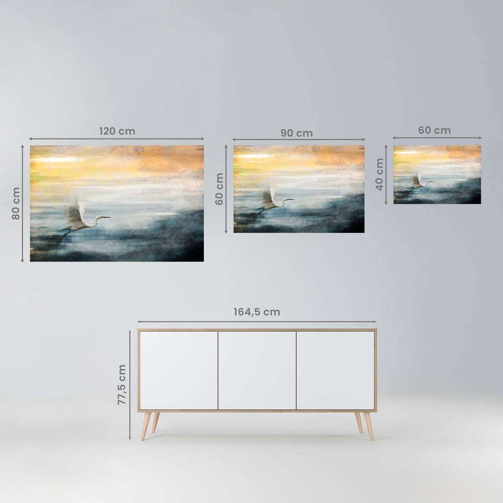 HERON IN FLY Peel and Stick Horizontal Poster