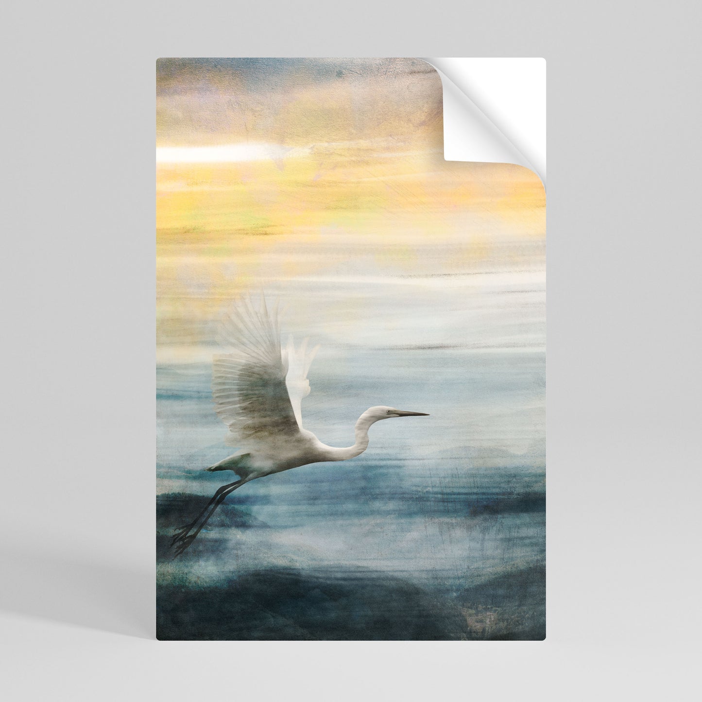 HERON IN FLY Póster Autocolante Vertical
