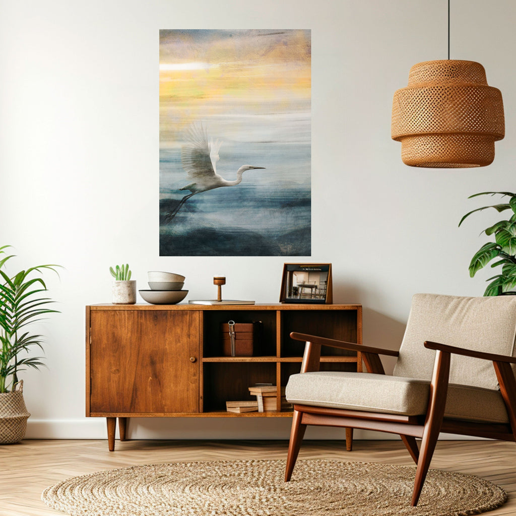 HERON IN FLY Poster Vertical Autocolante