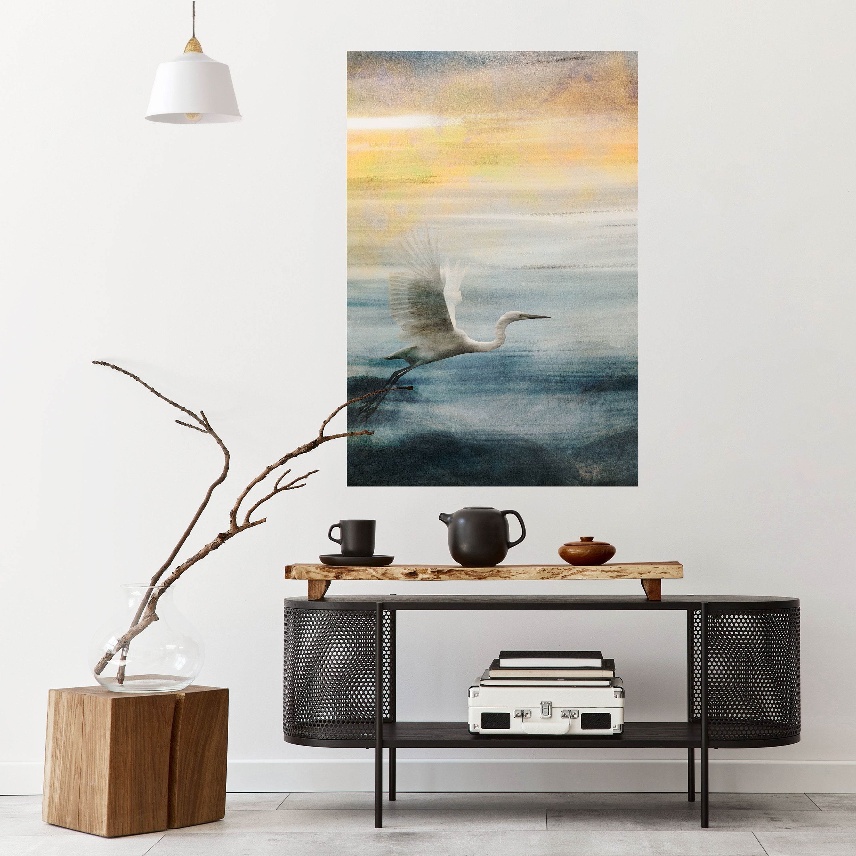 HERON IN FLY Poster Vertical Autocolante