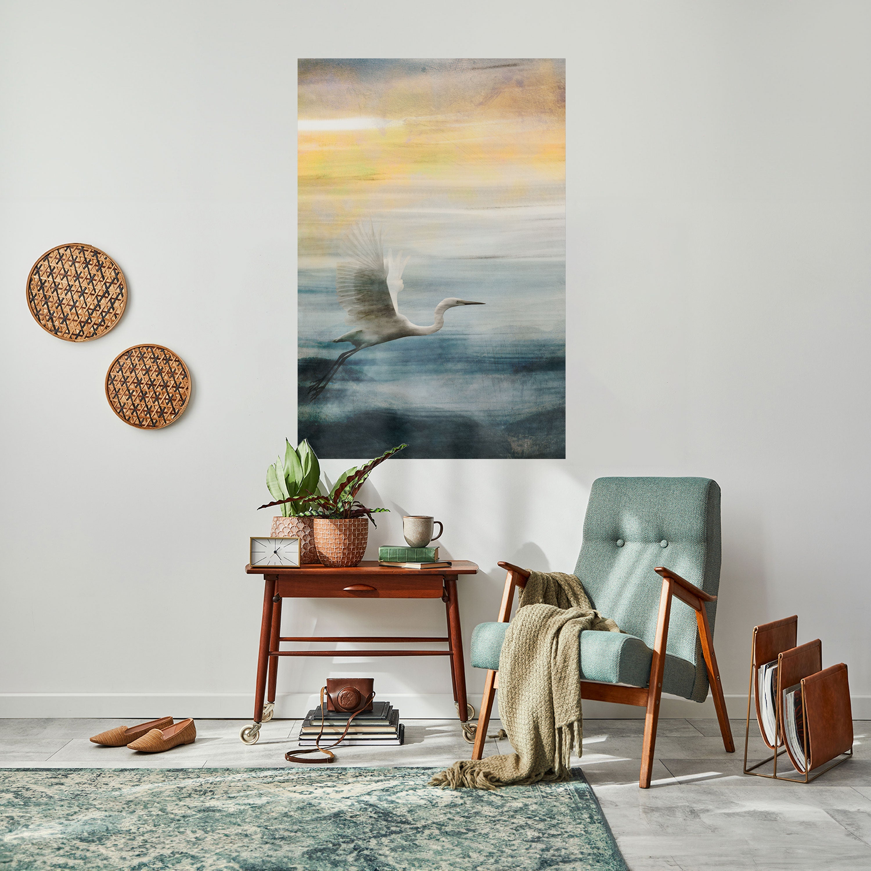 HERON IN FLY Poster Vertical Autocolante