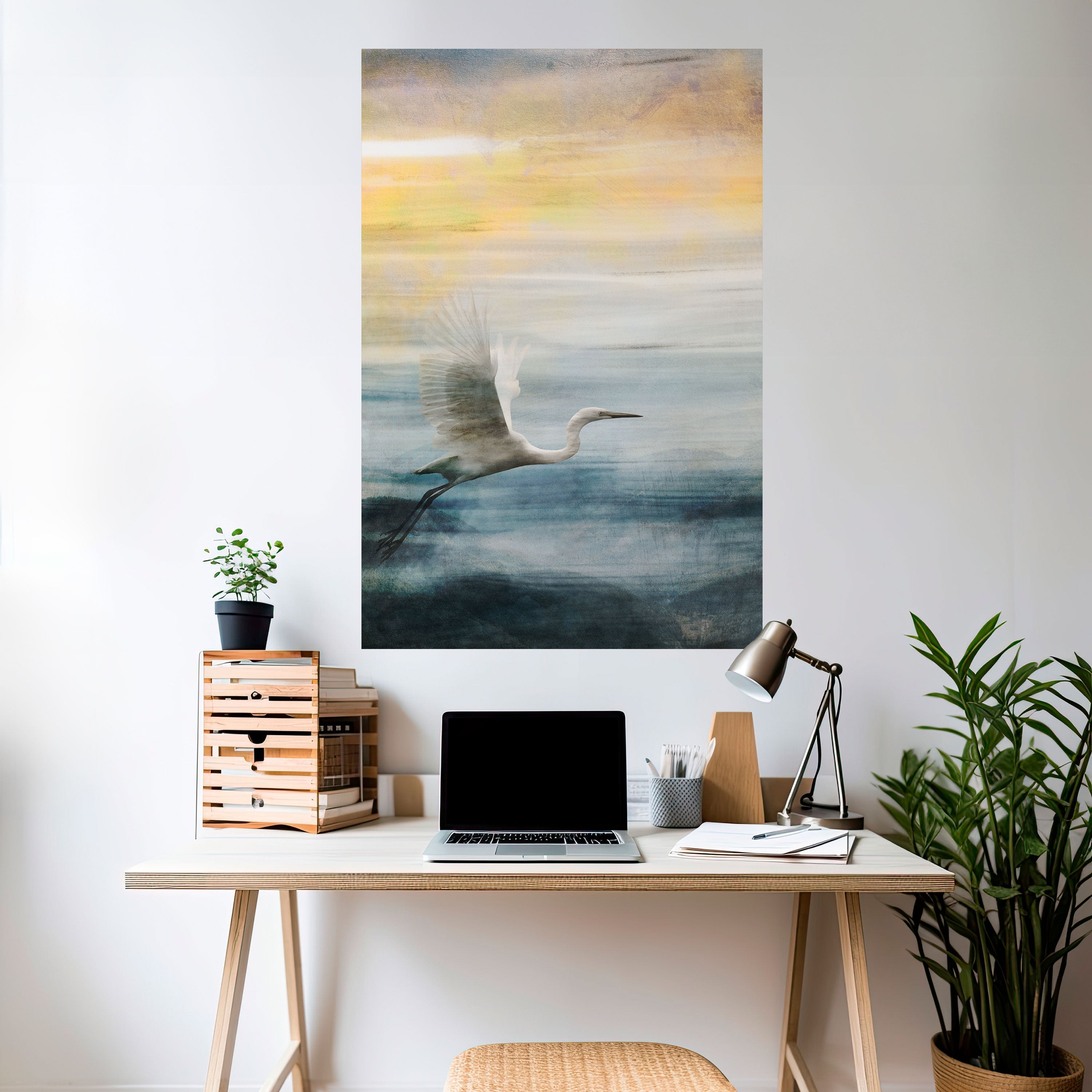 HERON IN FLY Poster Vertical Autocolante