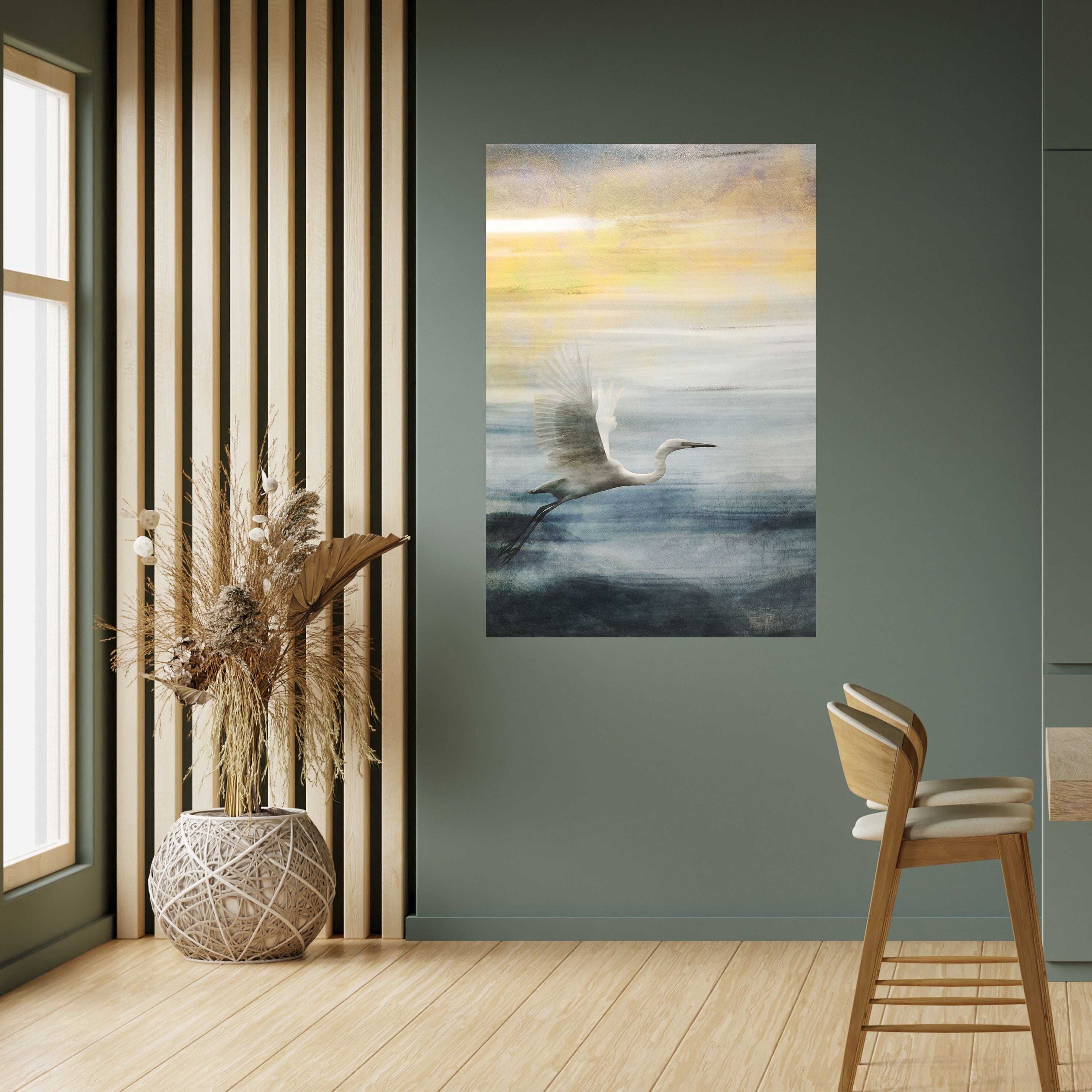 HERON IN FLY Poster Vertical Autocolante