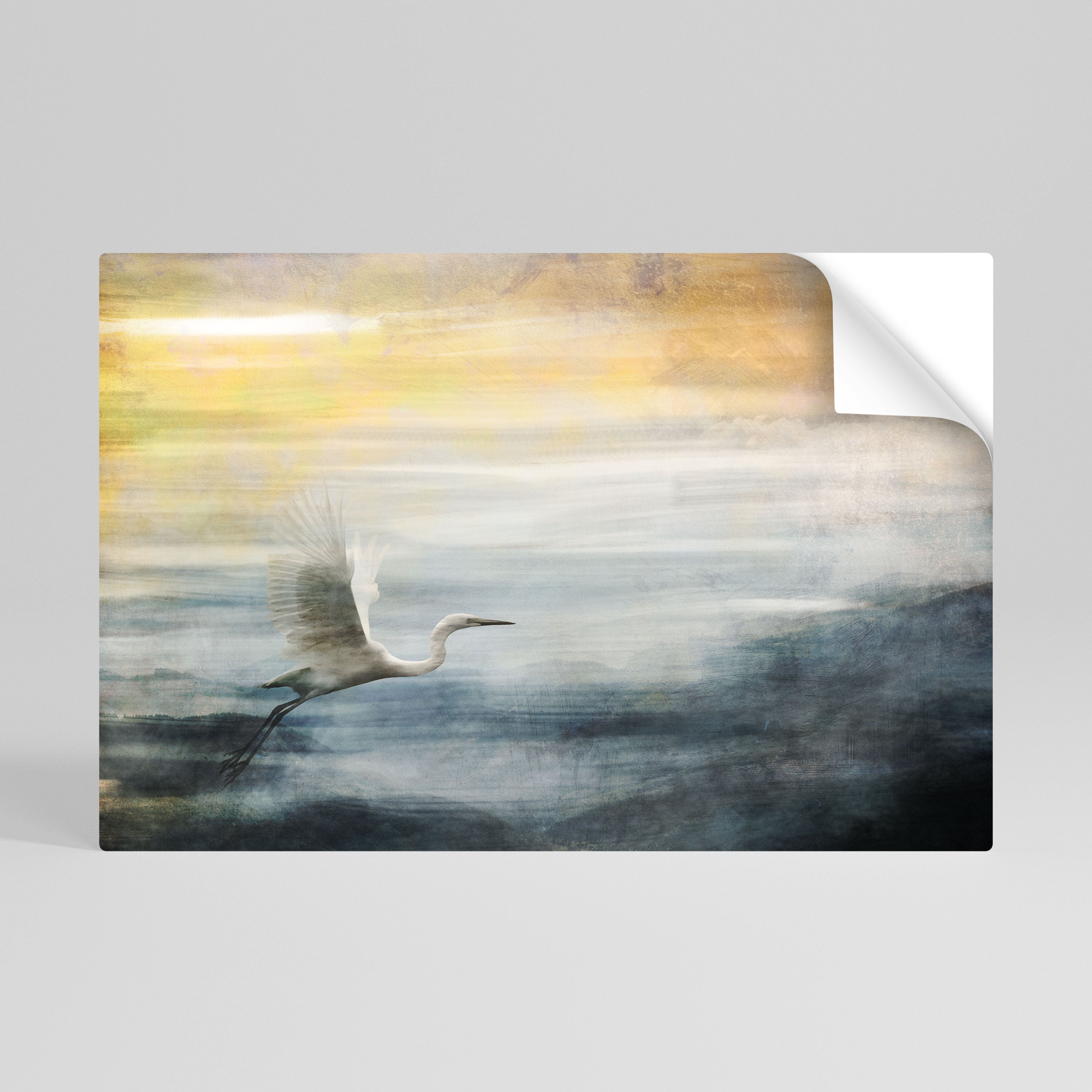 HERON IN FLY Póster Autocolante Horizontal