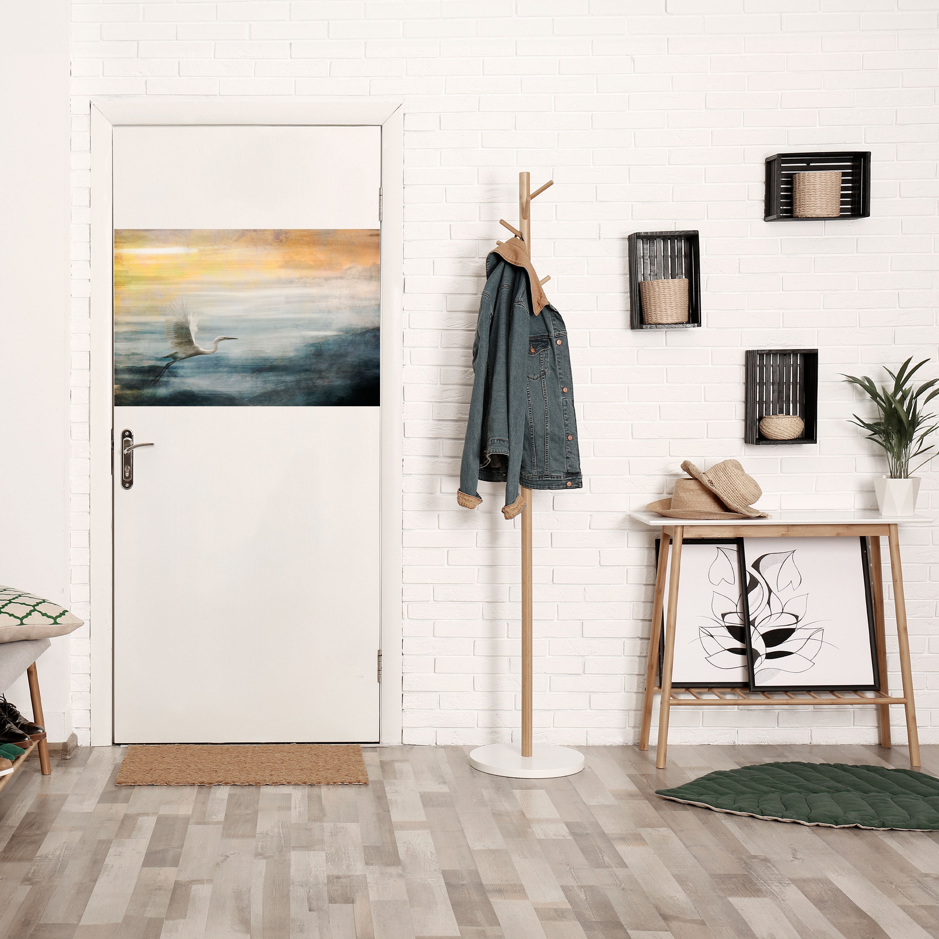 HERON IN FLY Peel and Stick Horizontal Poster