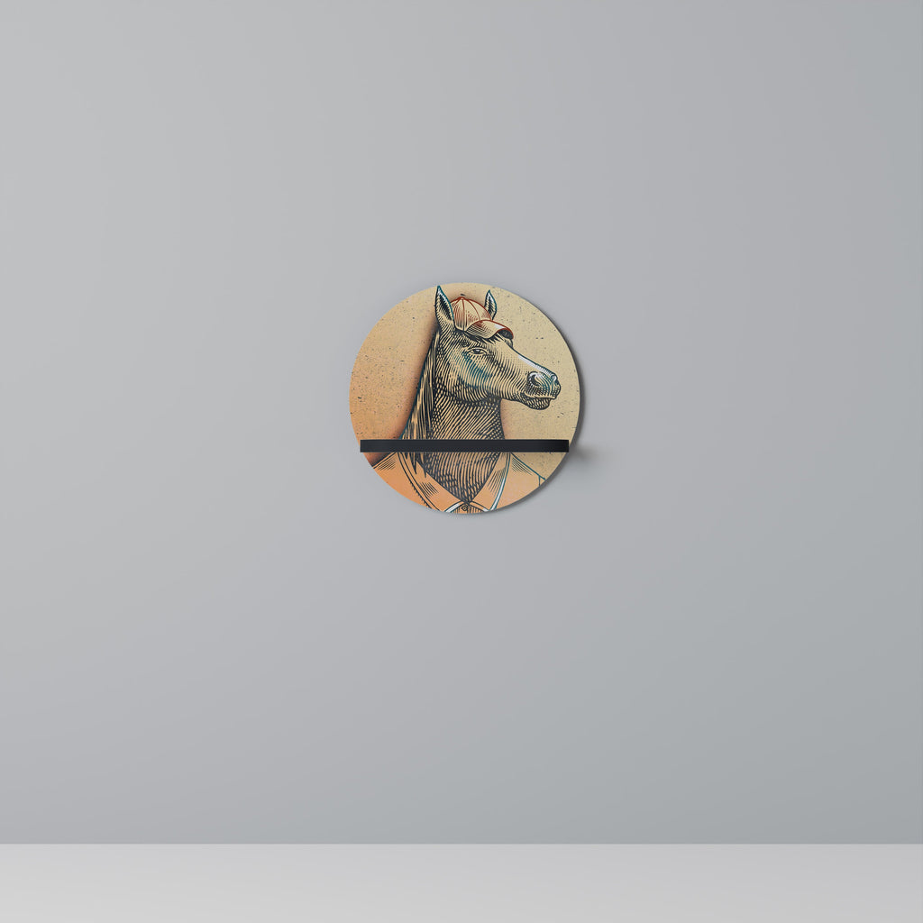 EQUINE SWAGGER Round Art Shelf In Black Finish