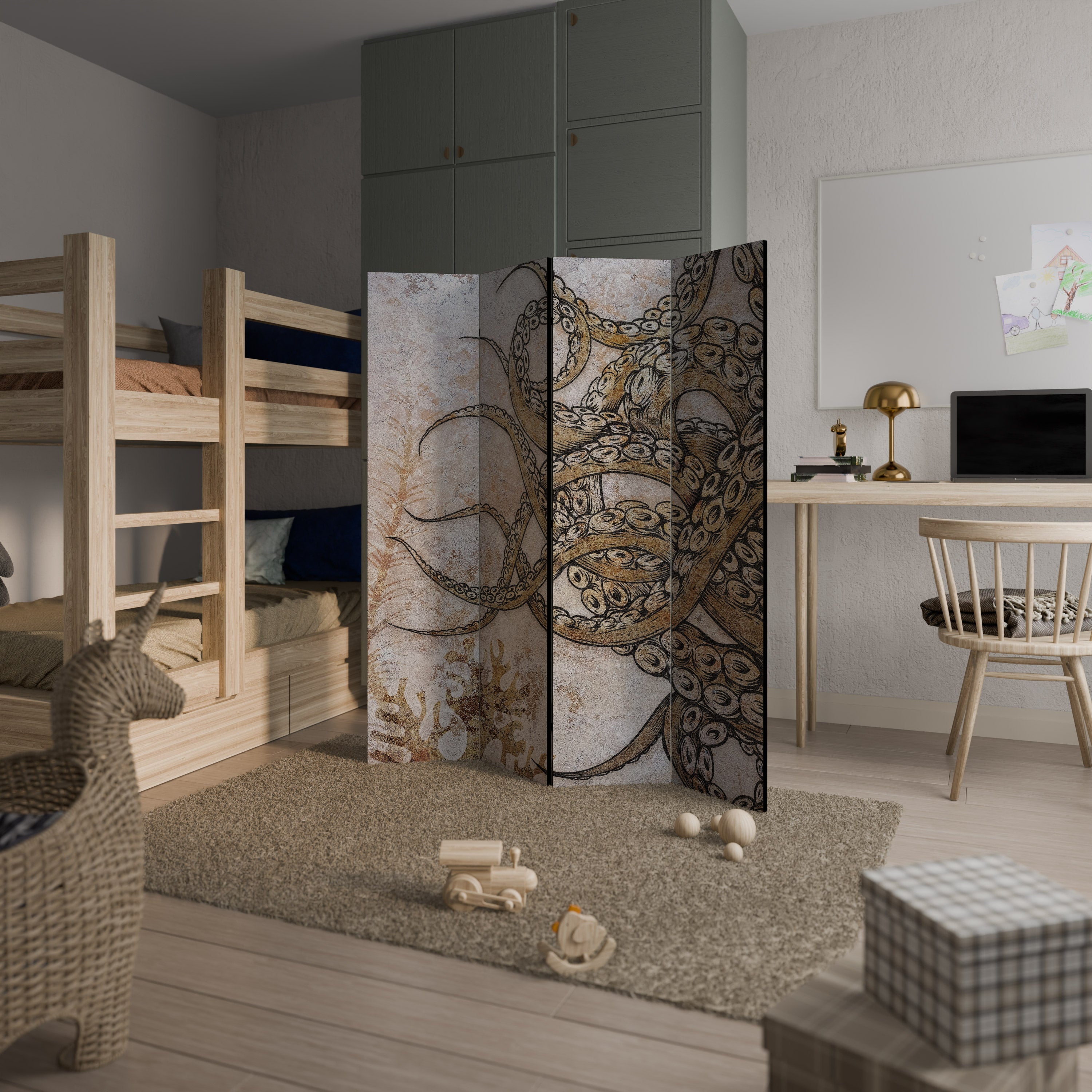 ECHOES OF ATLANTIS Biombo Decorativo de 4 Painéis