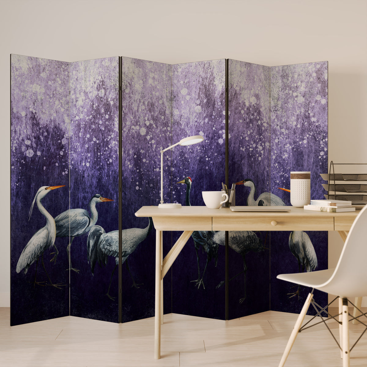 MYSTICAL CRANE GATHERING Biombo de 6 Painéis