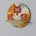 MYSTICAL DRAGON Prateleira Redonda Decorativa em Efeito Carvalho