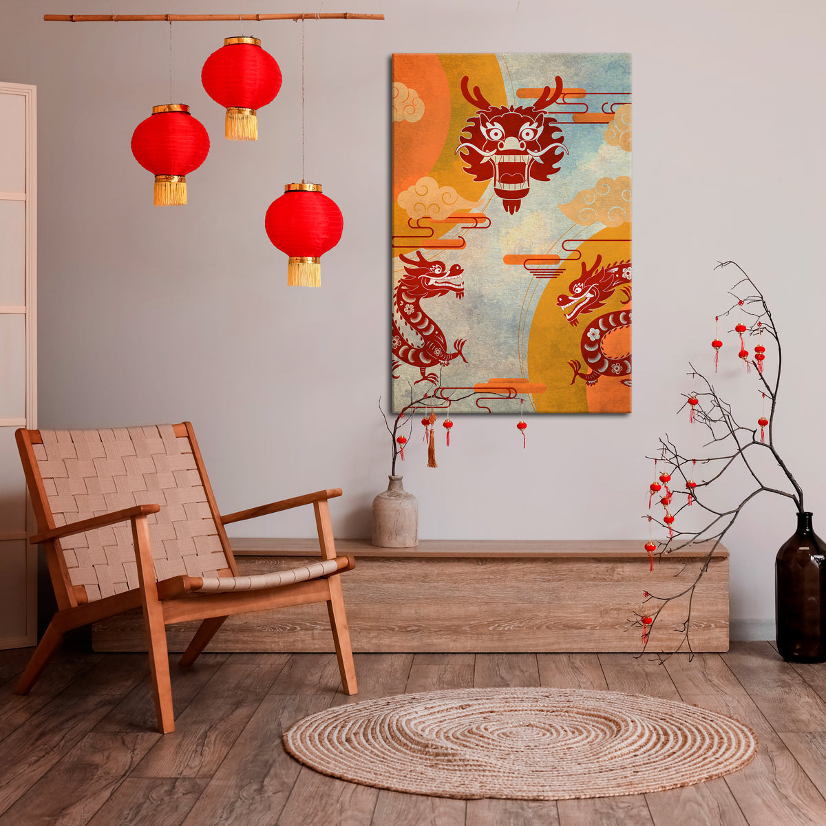MYSTICAL DRAGON Quadro em tela vertical